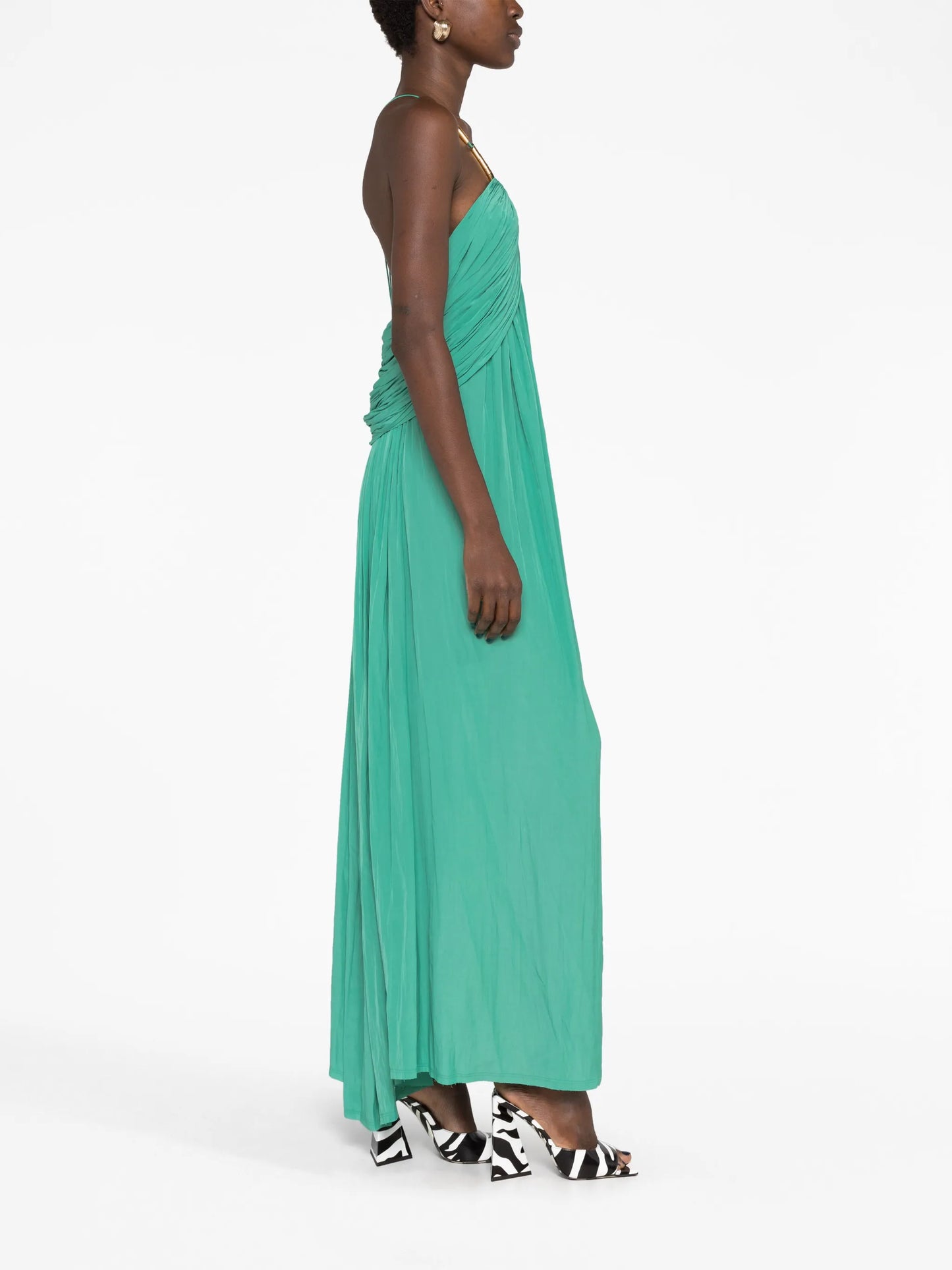 embellished pleated maxi dress