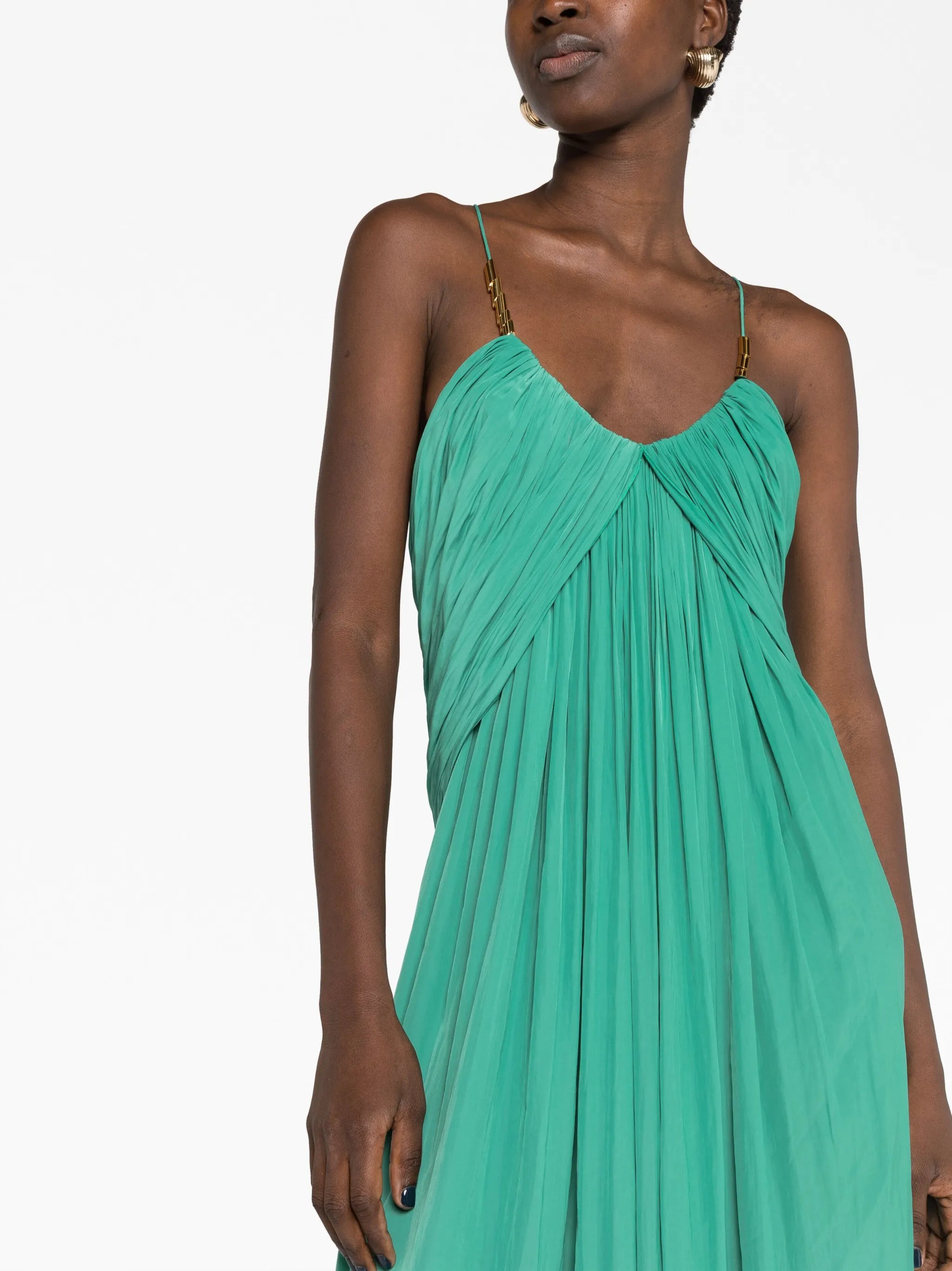 embellished pleated maxi dress