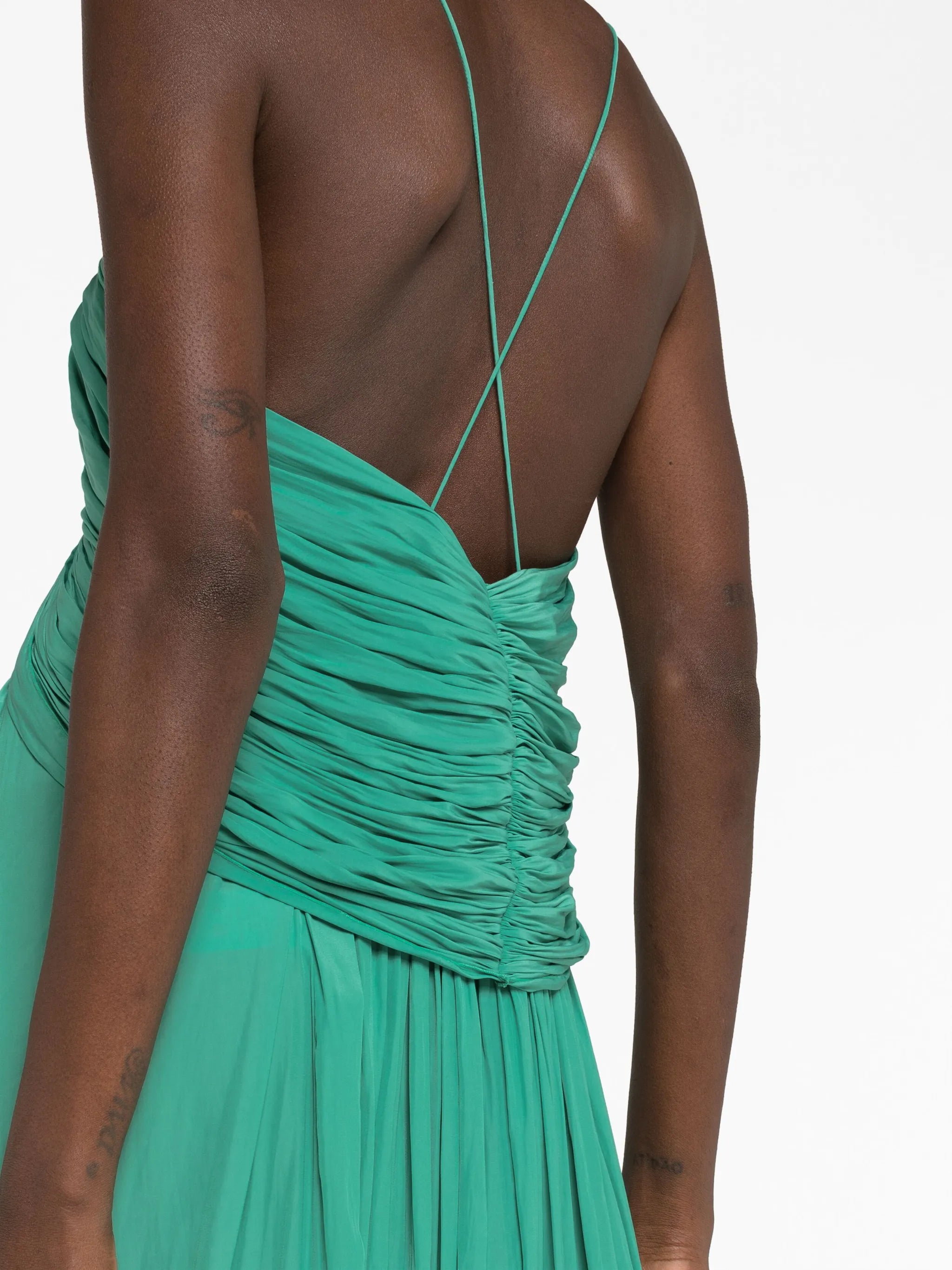 embellished pleated maxi dress