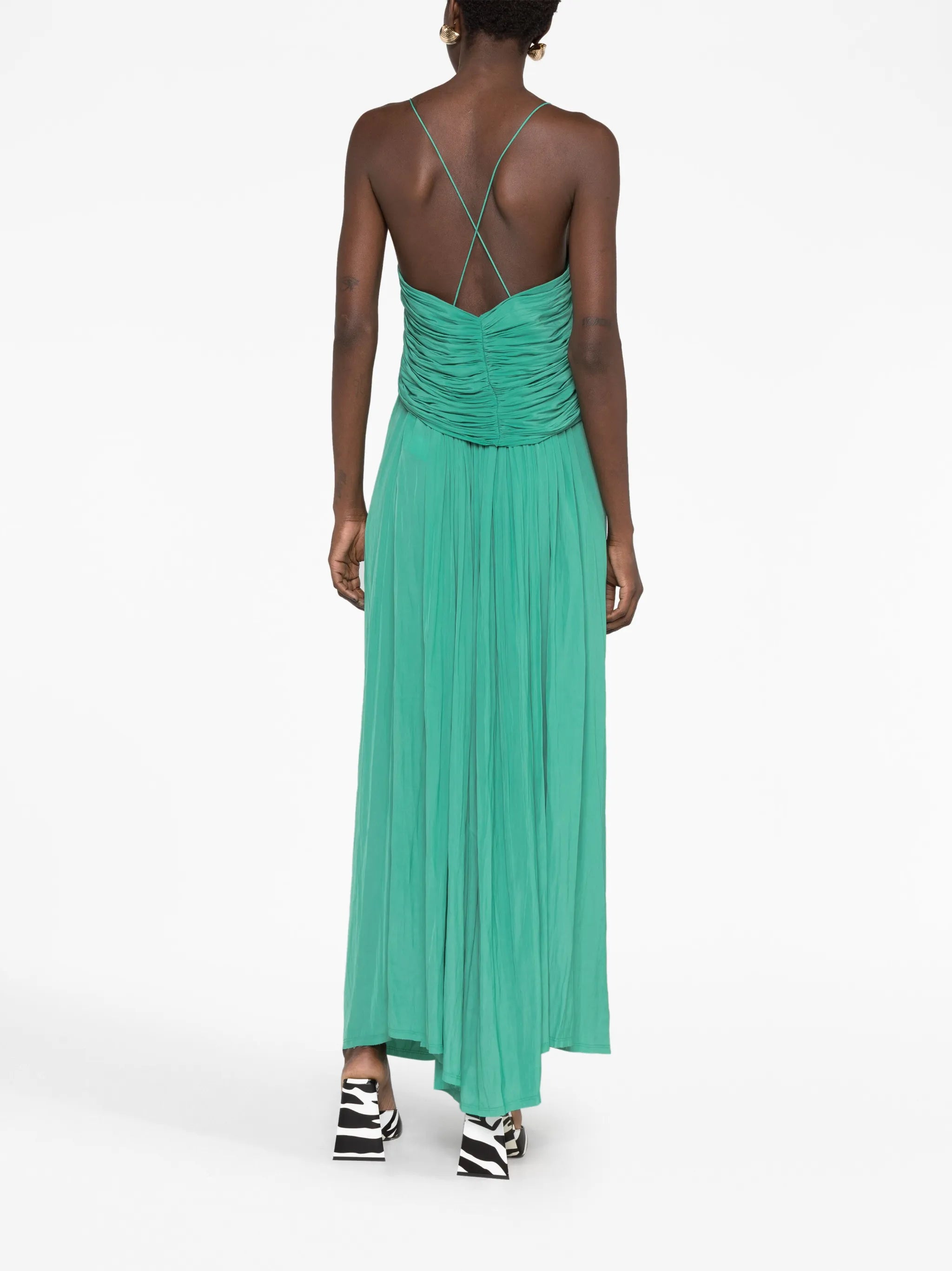 embellished pleated maxi dress