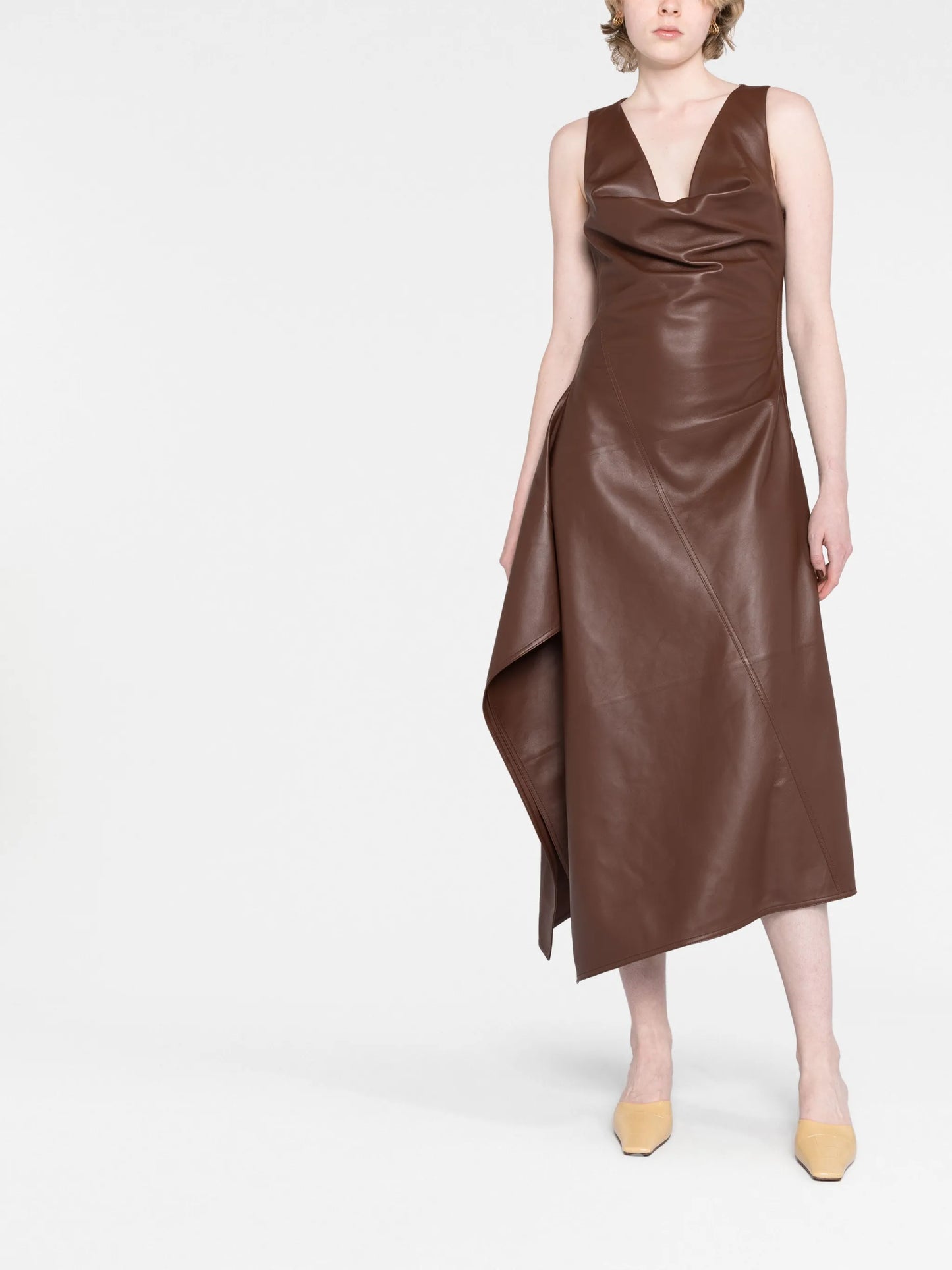 asymmetric leather dress