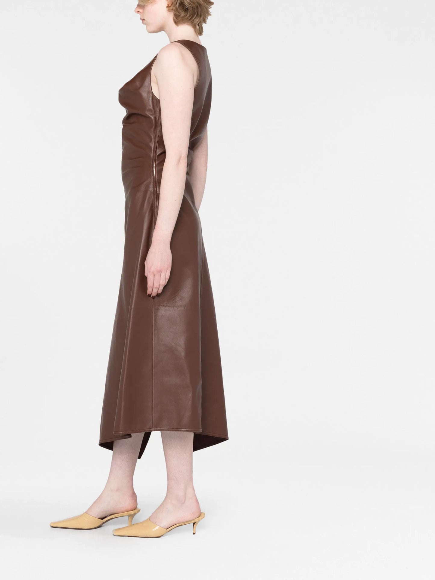 asymmetric leather dress