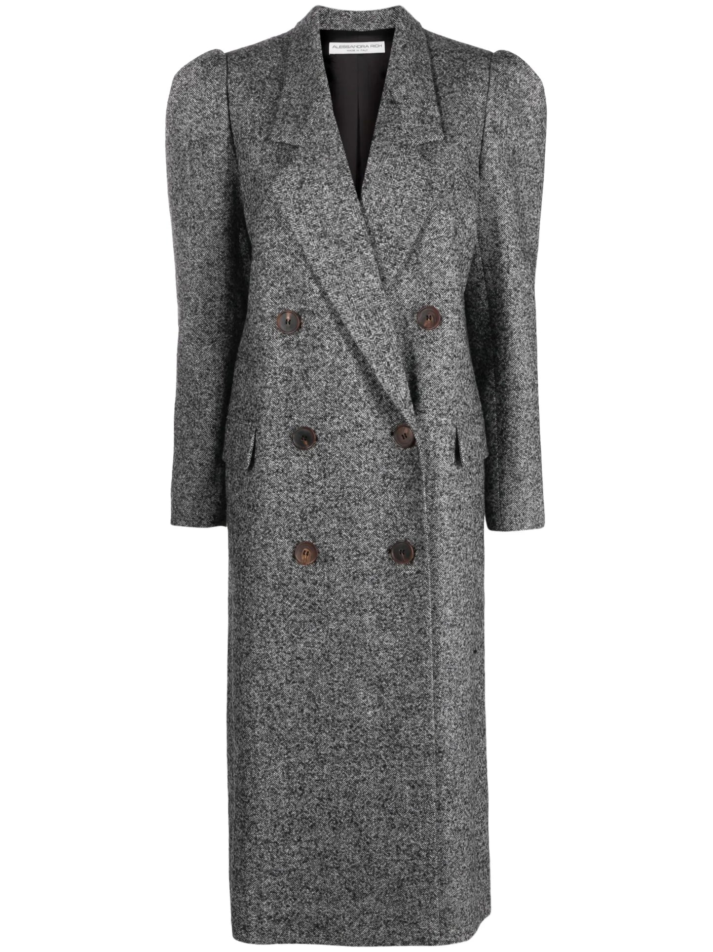 puff-shoulder double-breasted coat