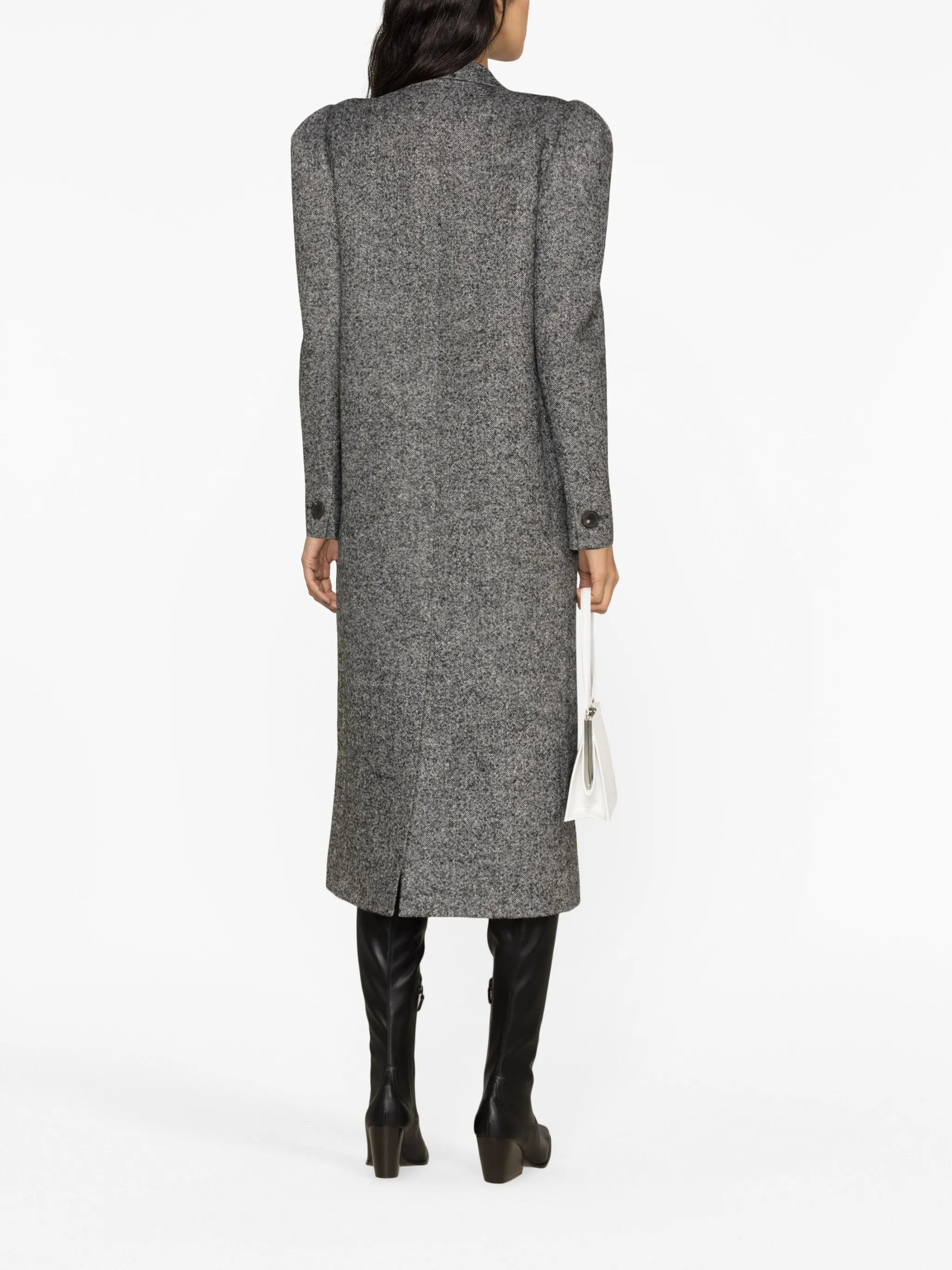 puff-shoulder double-breasted coat