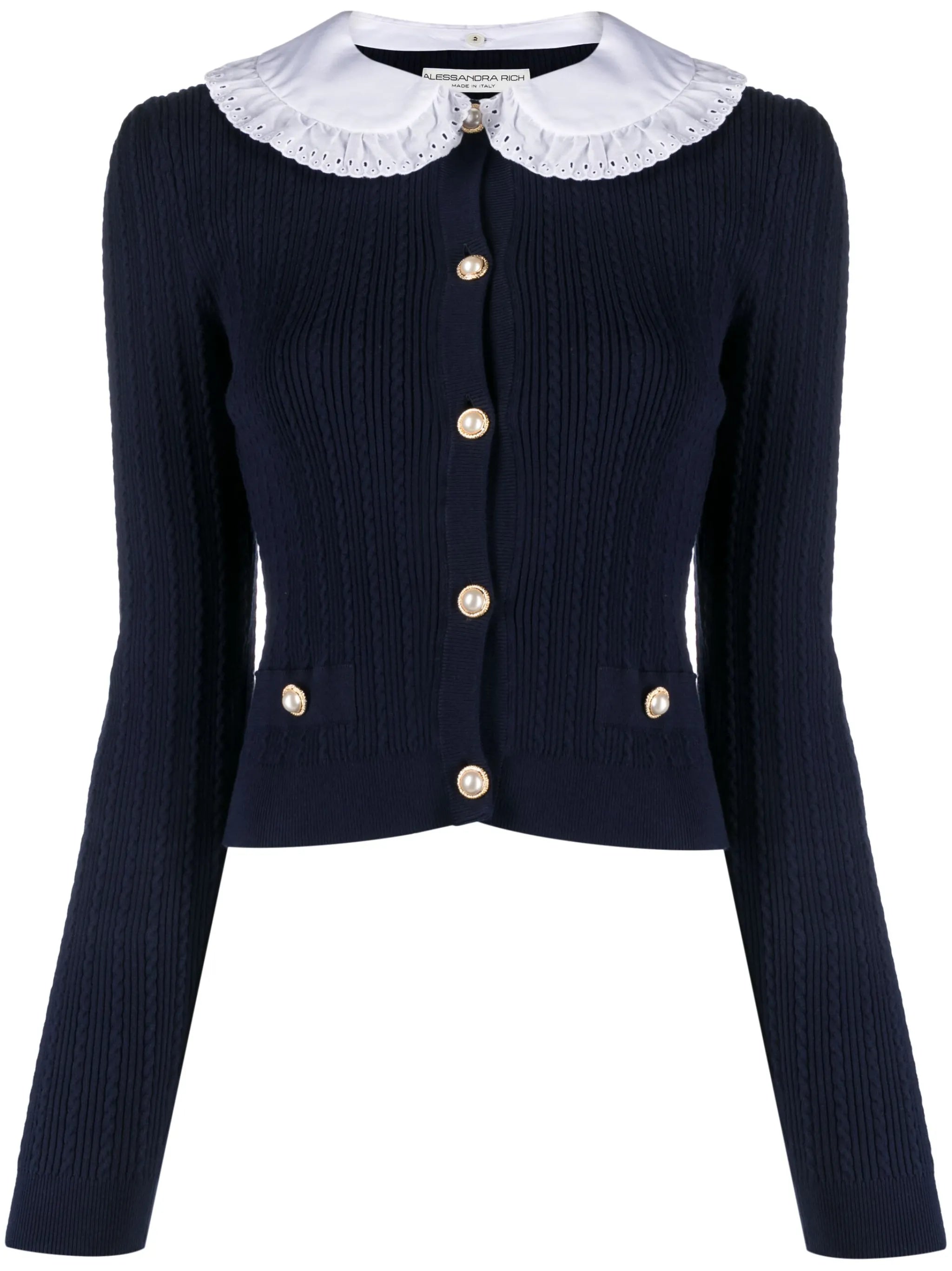 frilled-collar cardigan