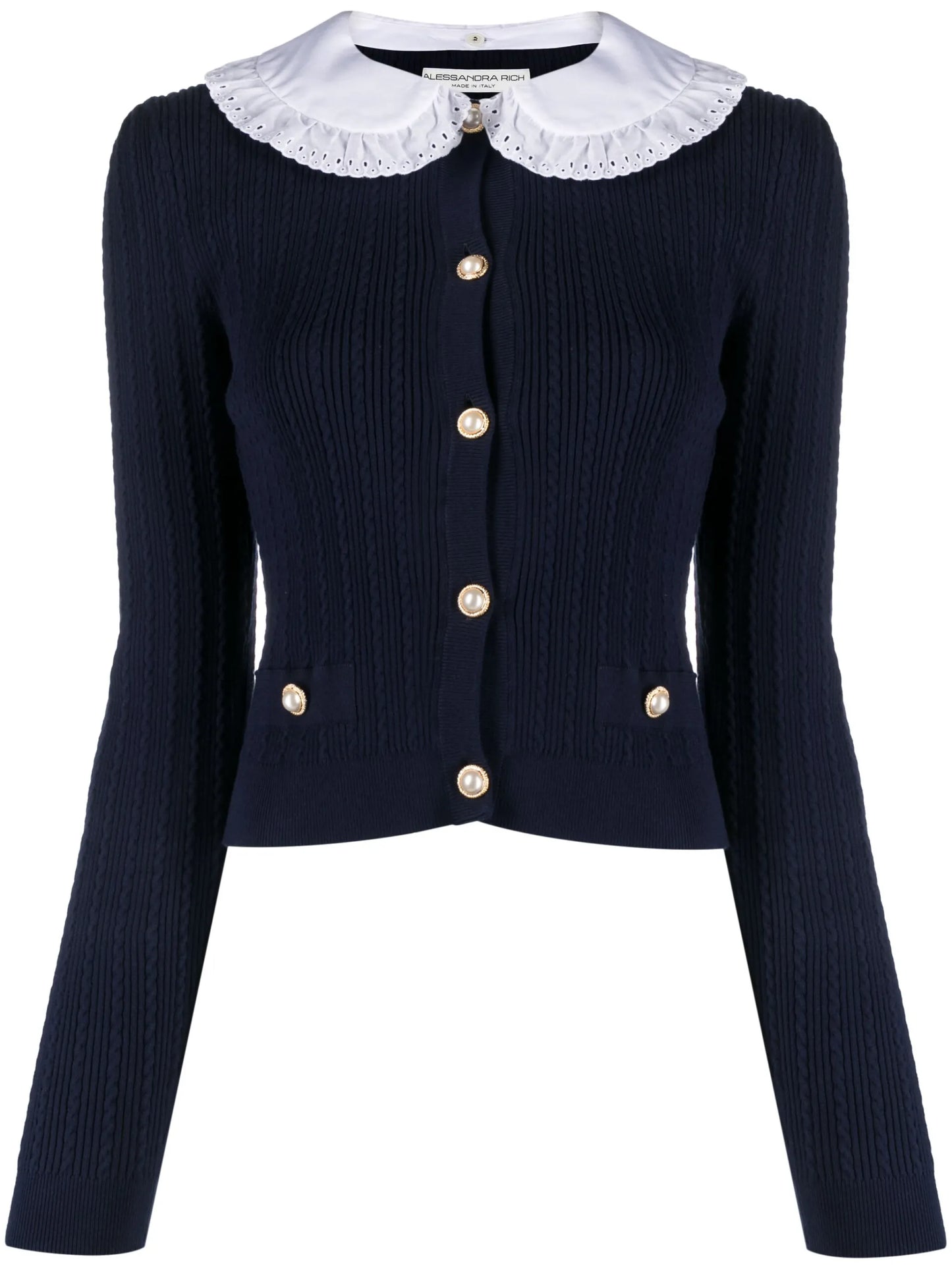 frilled-collar cardigan