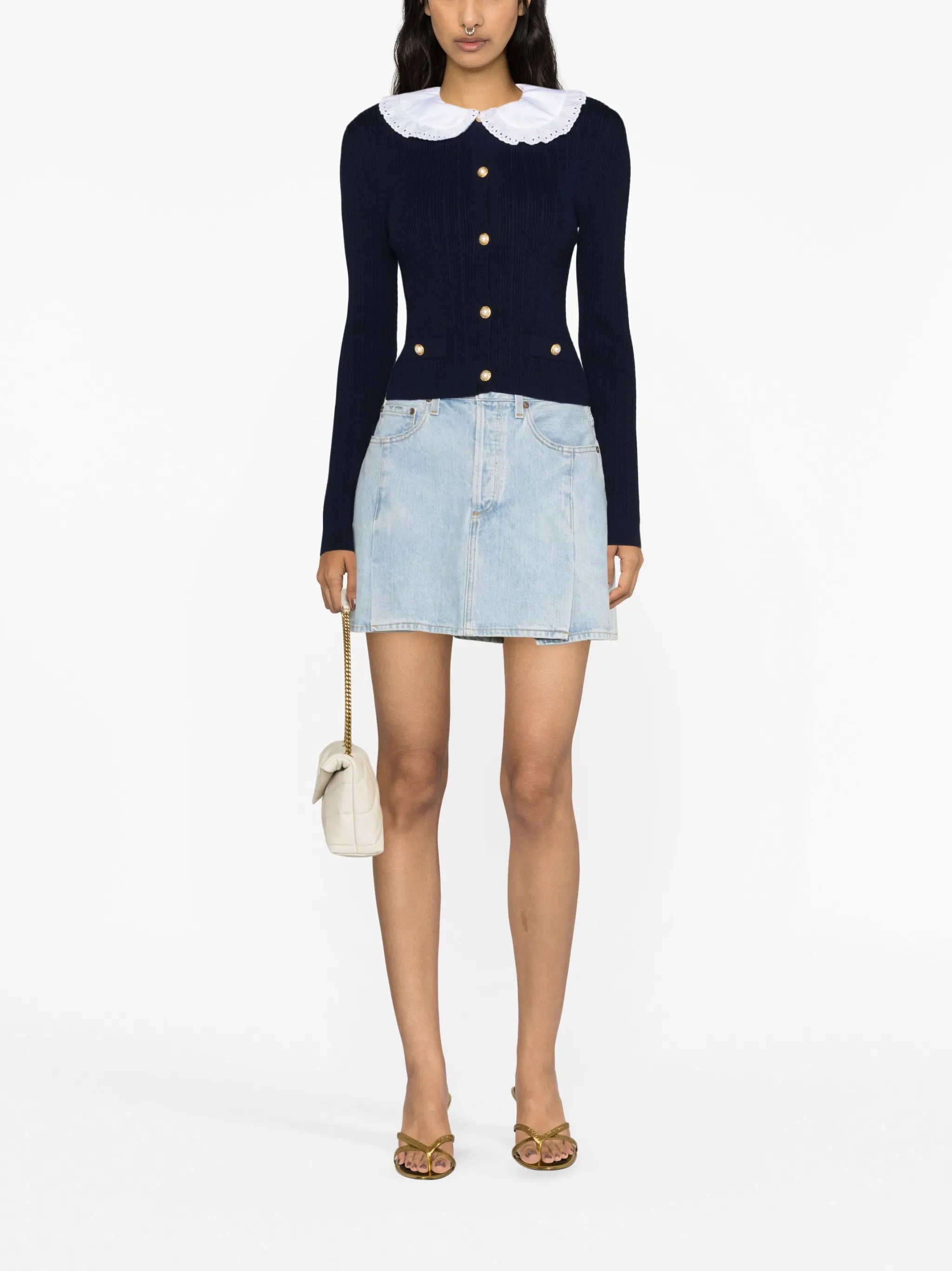 frilled-collar cardigan