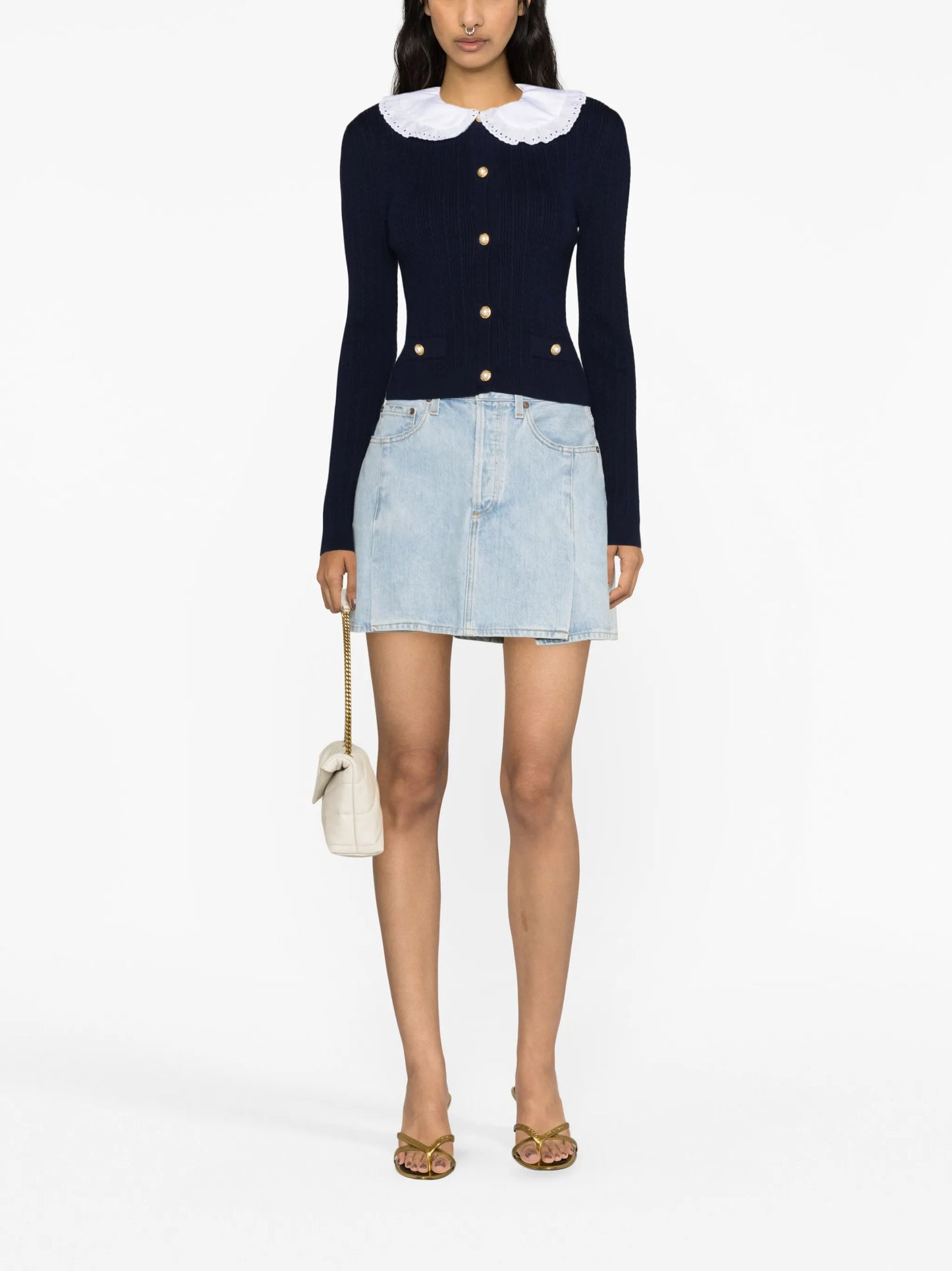 frilled-collar cardigan
