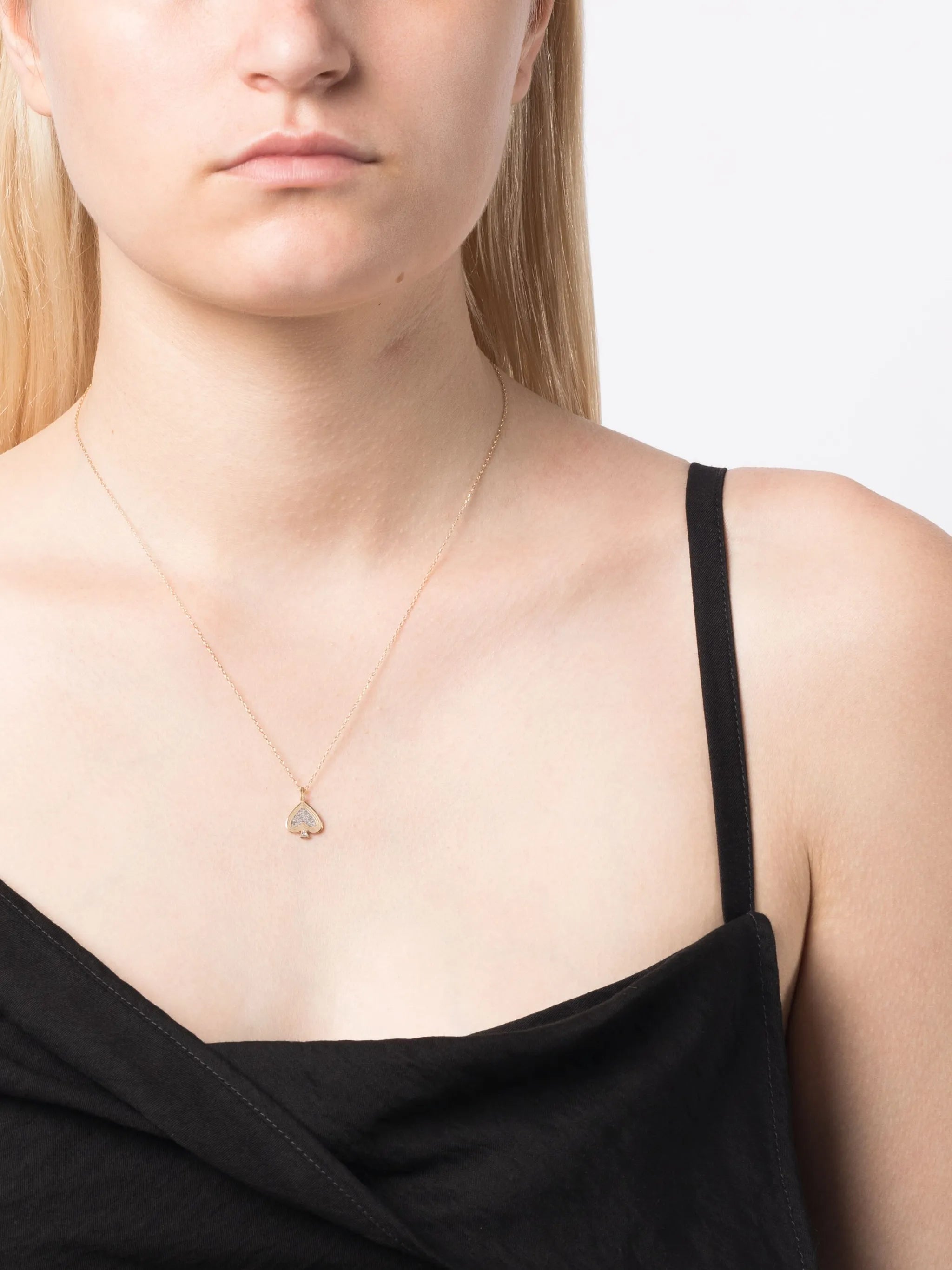 14kt yellow gold Make Your Move Spade diamond necklace