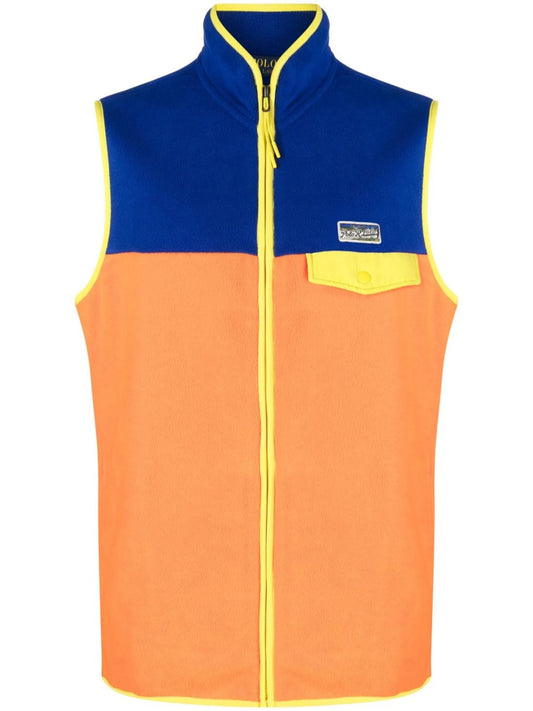 colour-block zip-up vest