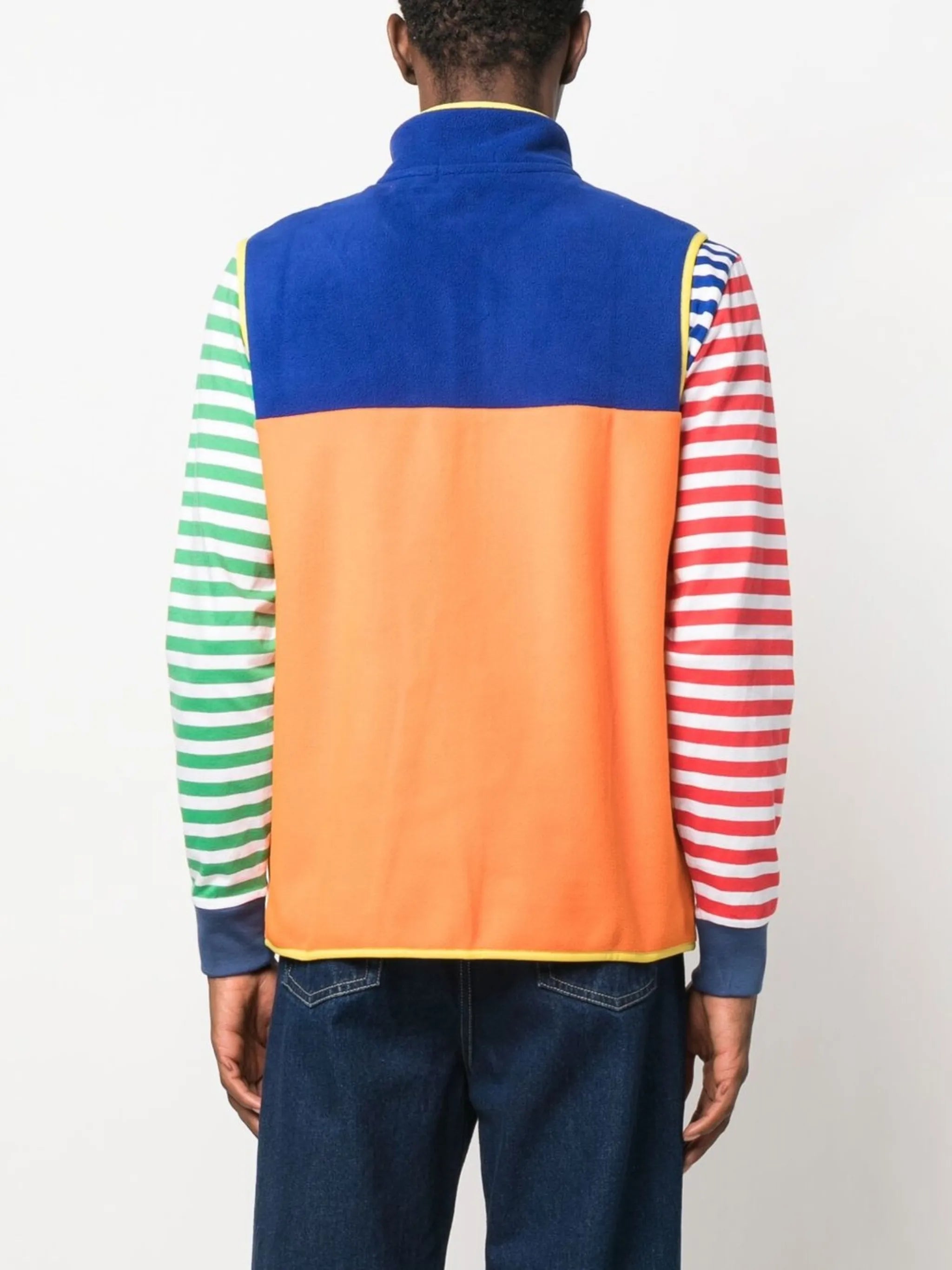 colour-block zip-up vest