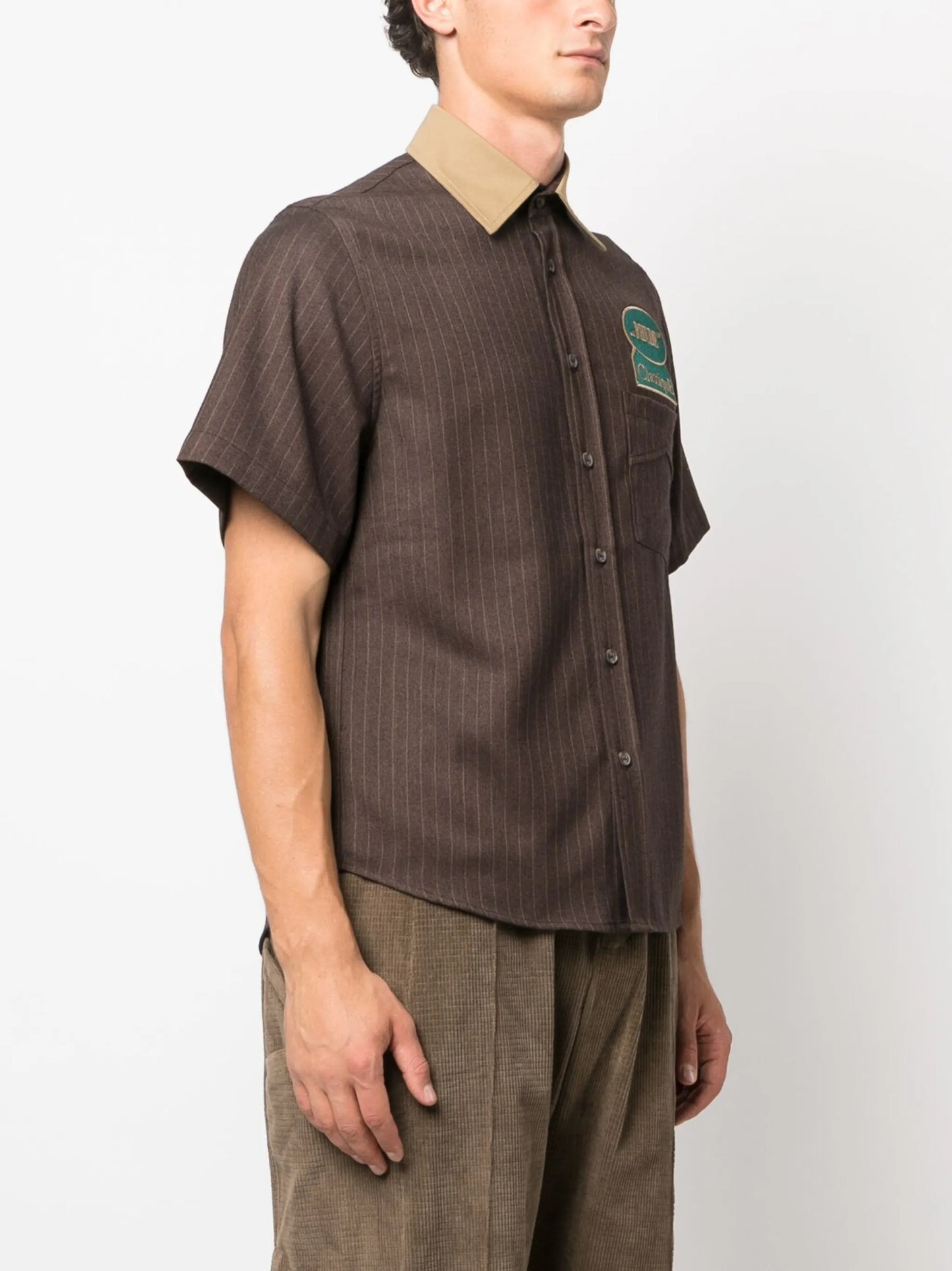 stripe-print twill shirt