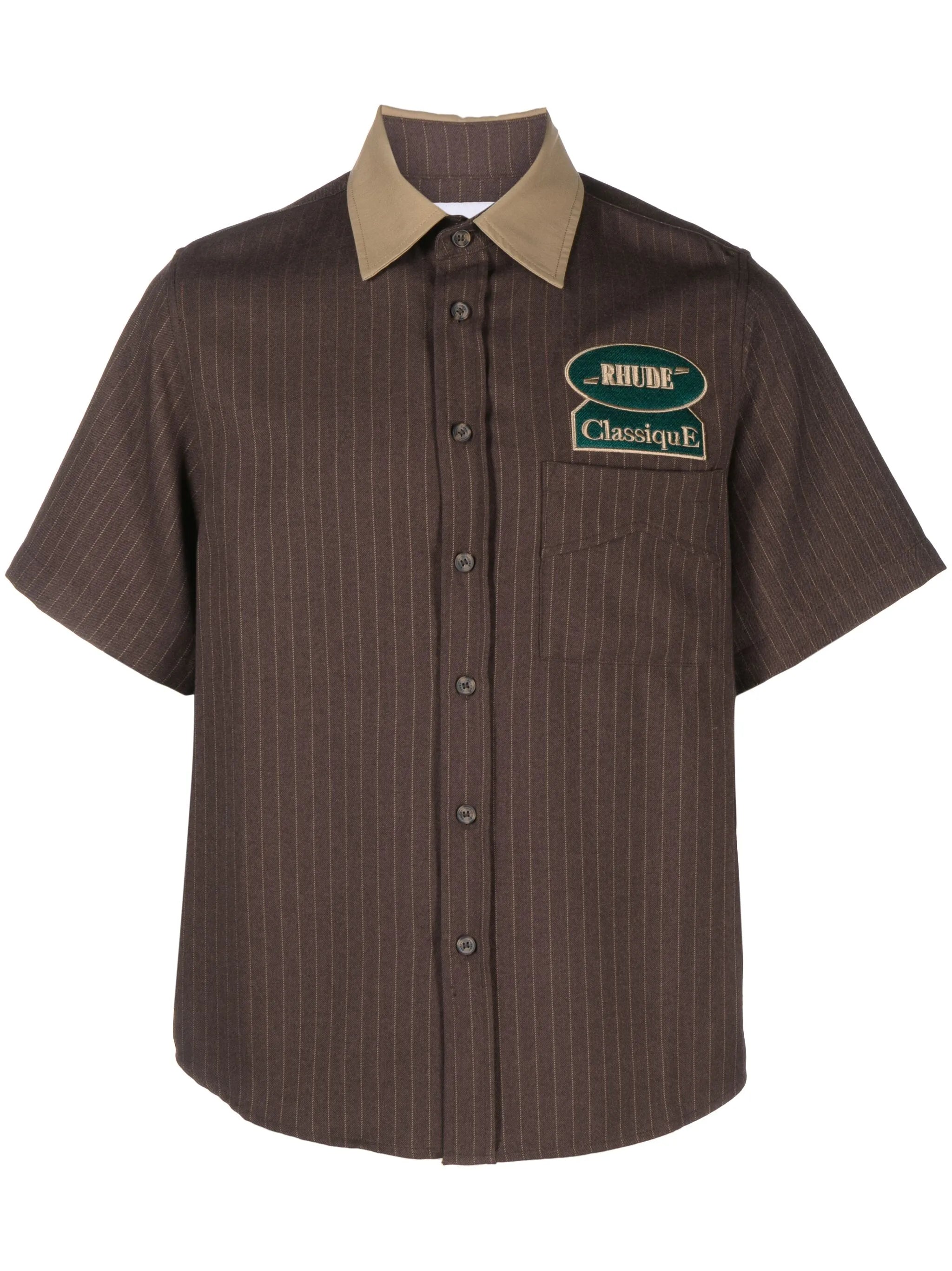 stripe-print twill shirt