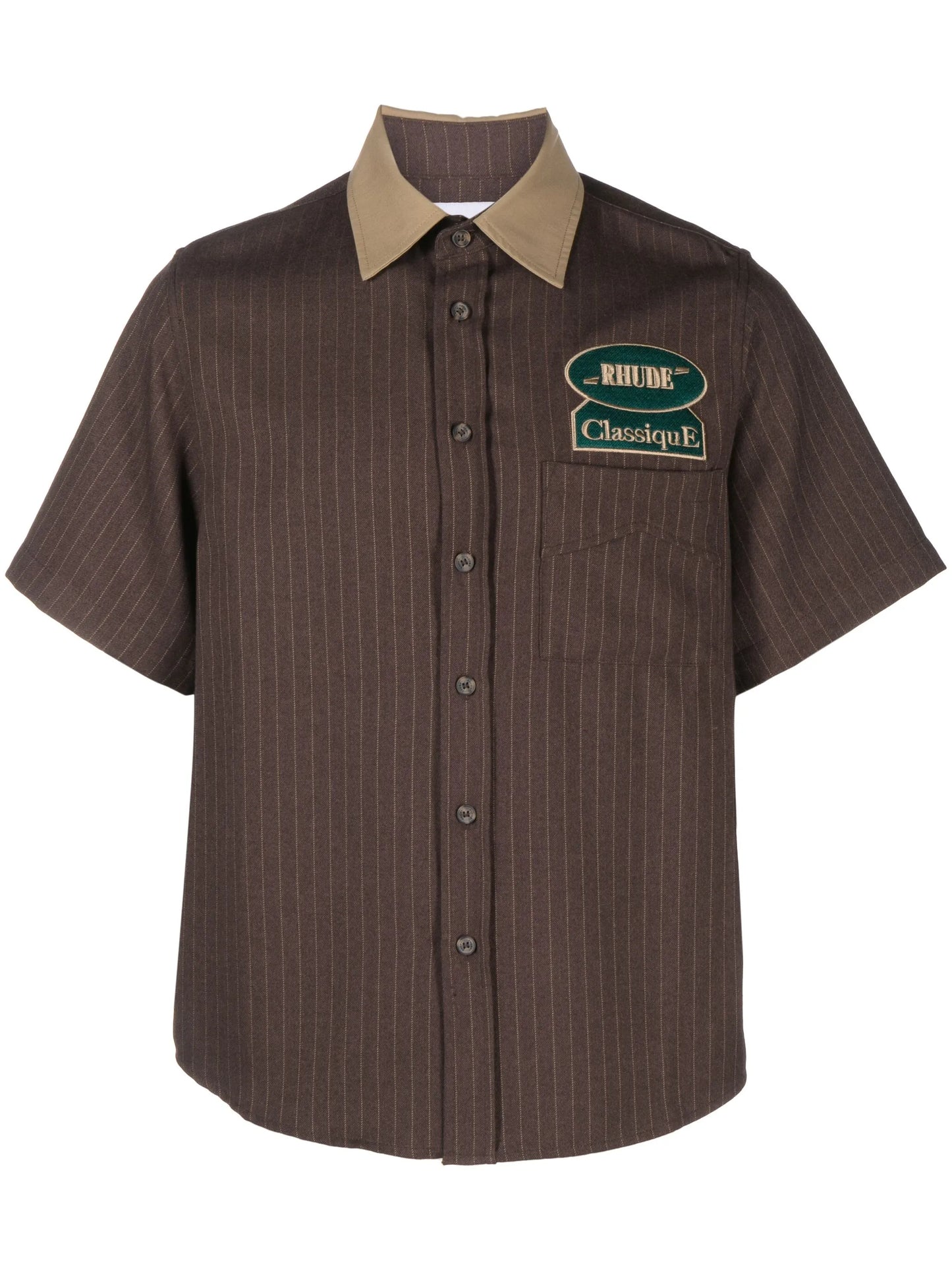 stripe-print twill shirt