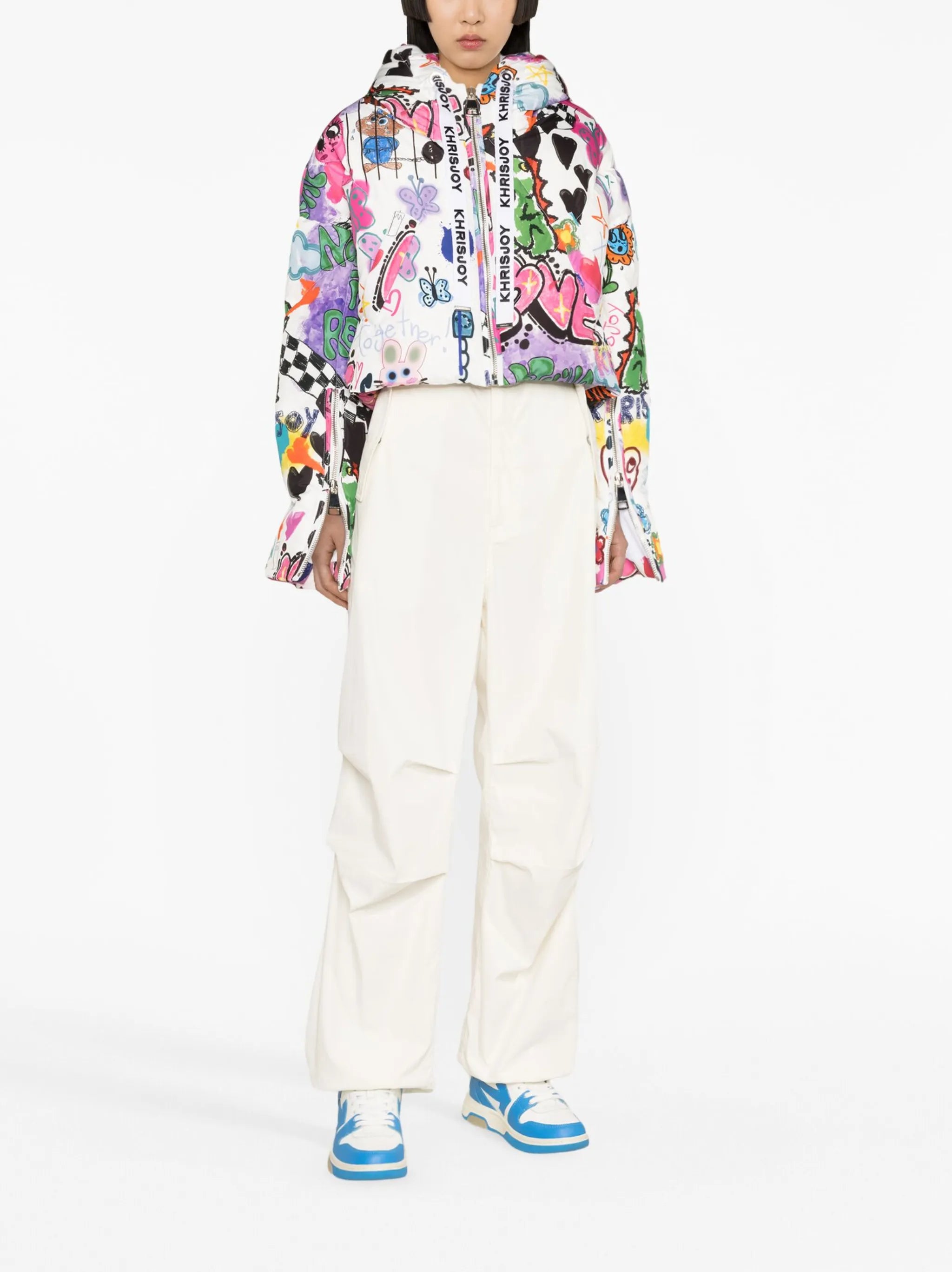 Graffiti Love-print puffer jacket