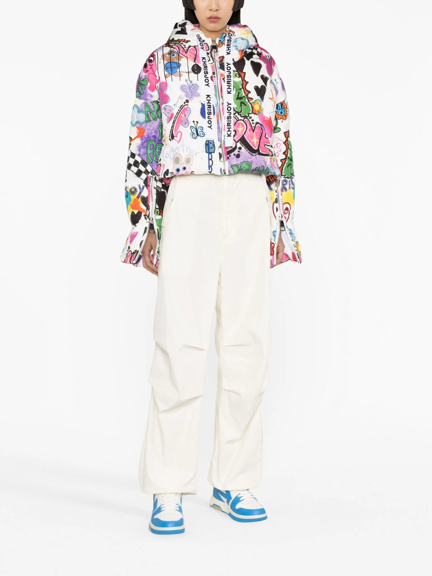 Graffiti Love-print puffer jacket
