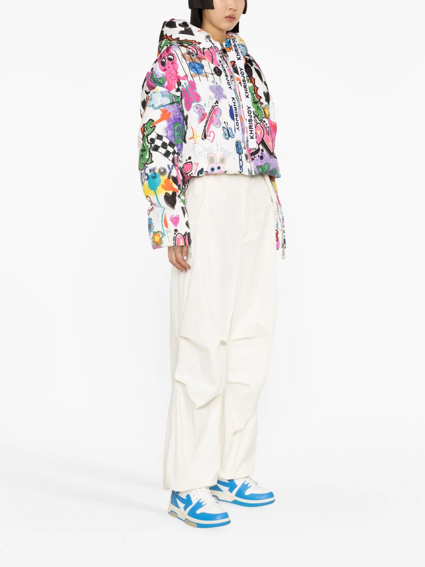 Graffiti Love-print puffer jacket