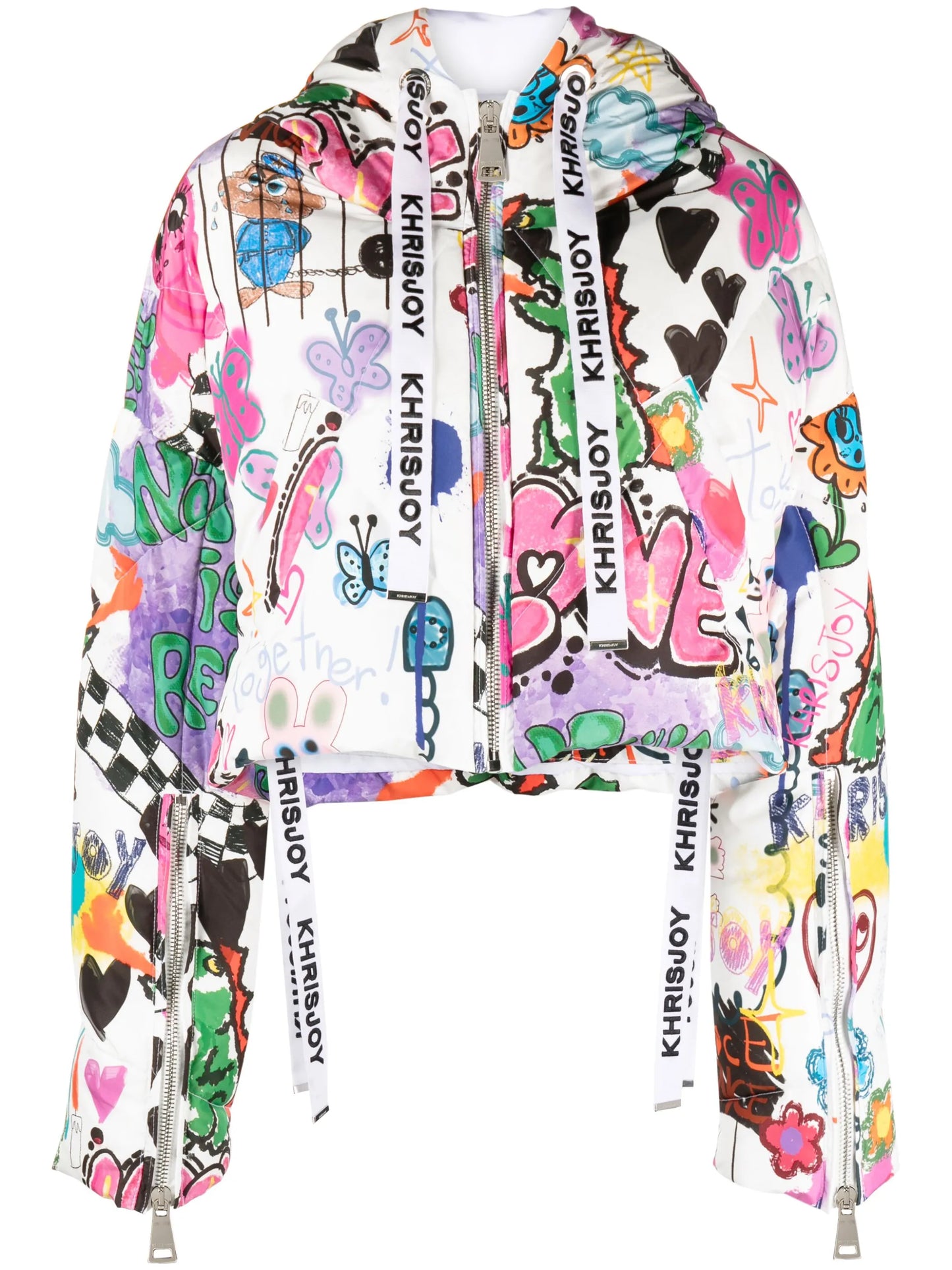Graffiti Love-print puffer jacket