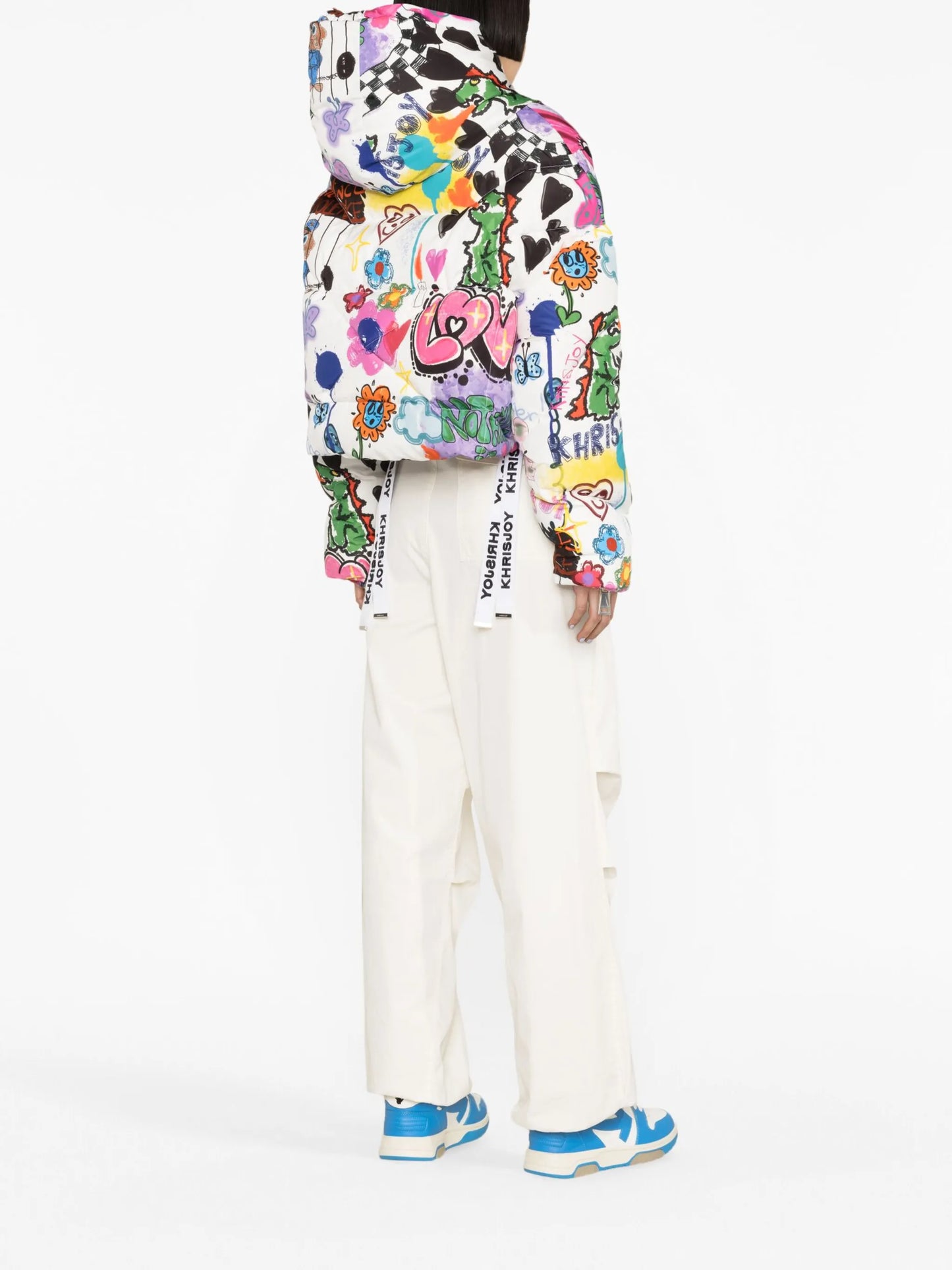 Graffiti Love-print puffer jacket
