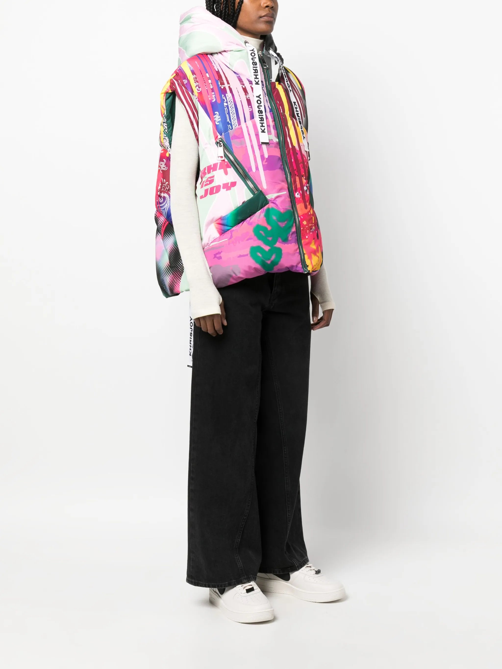 Iconic graffiti-print hooded gilet