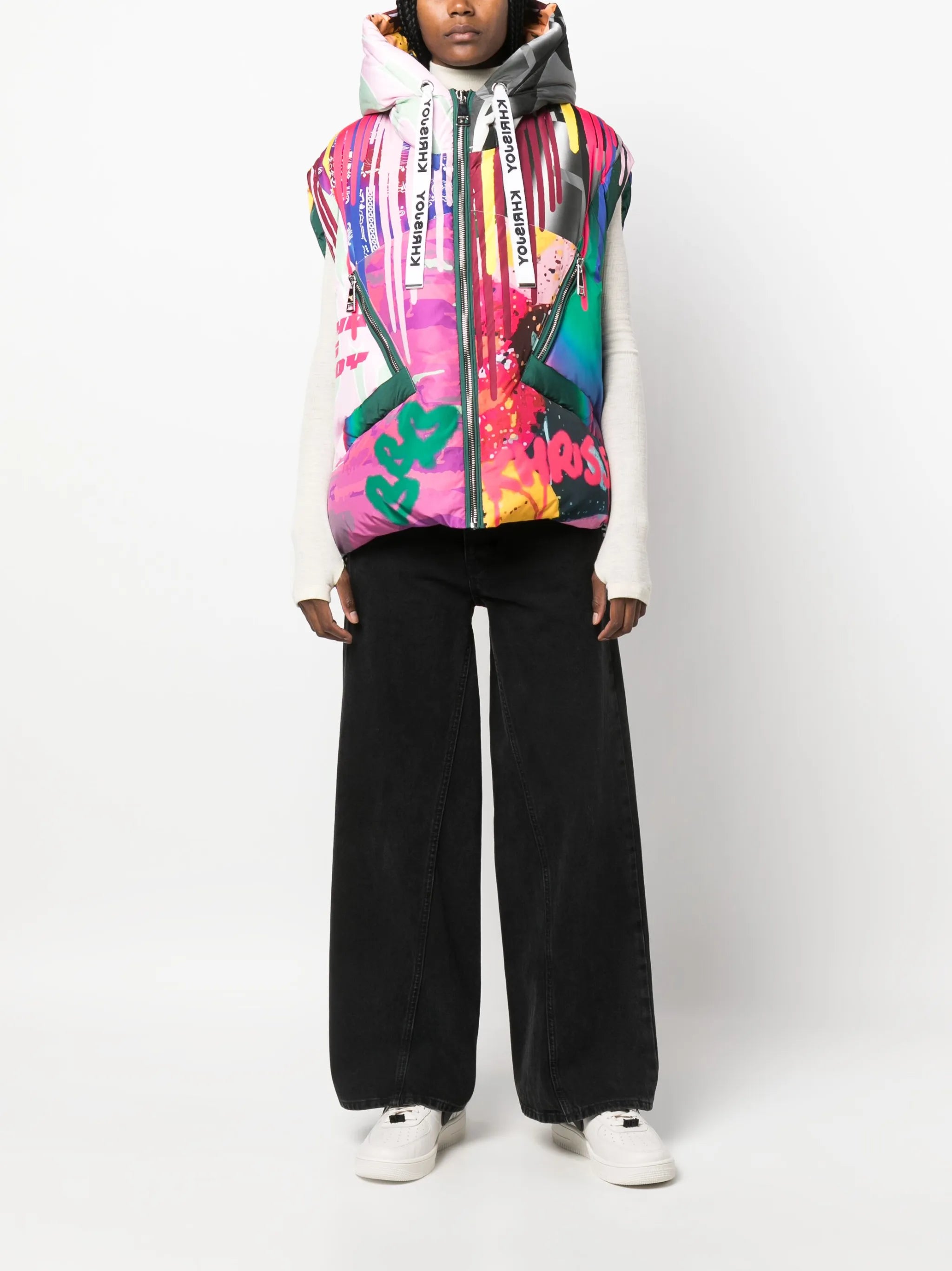 Iconic graffiti-print hooded gilet