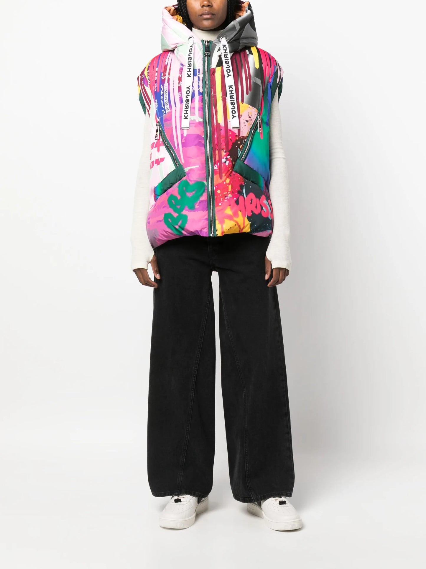 Iconic graffiti-print hooded gilet