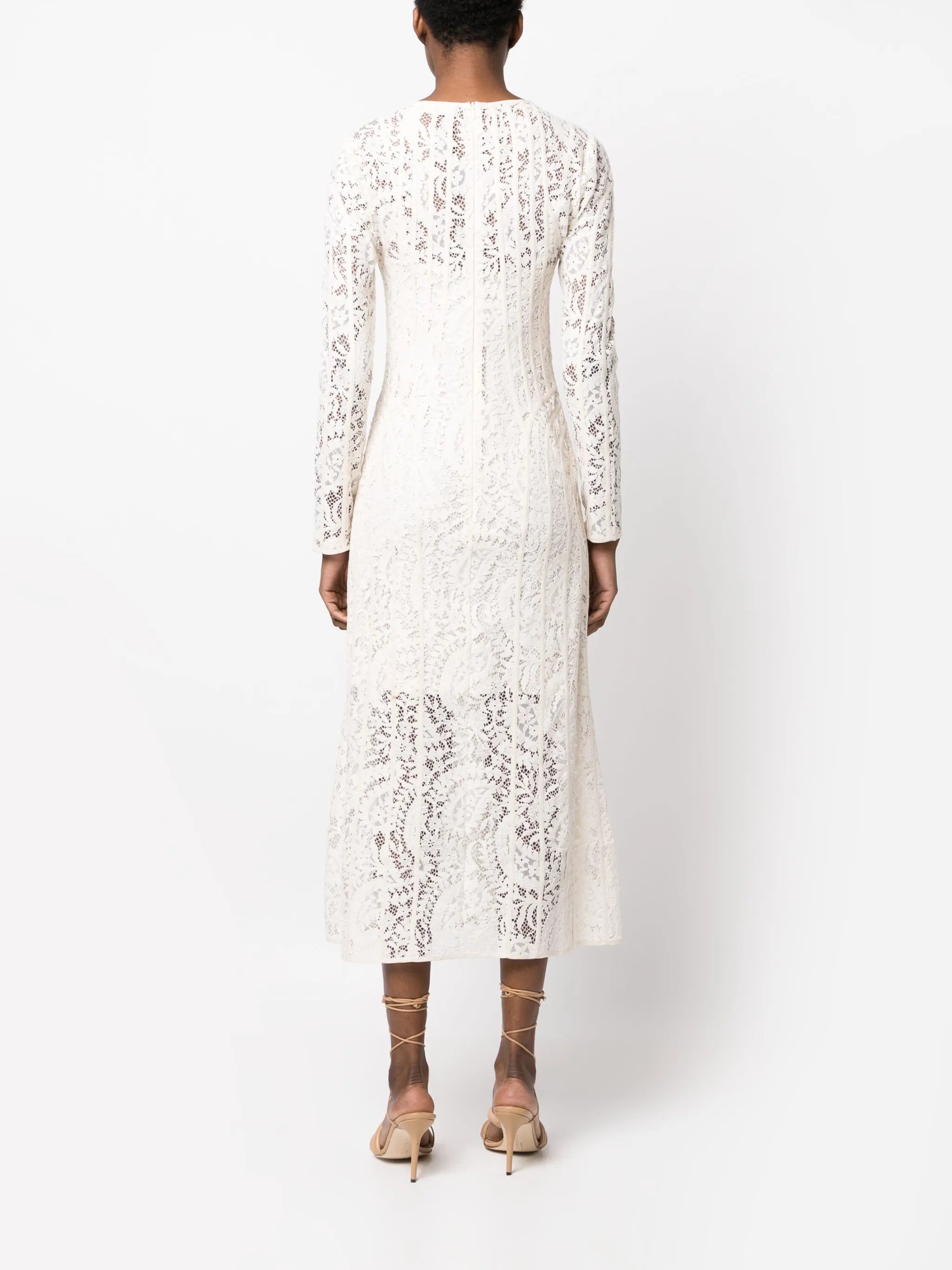 Devi floral-lace panelled midi dress