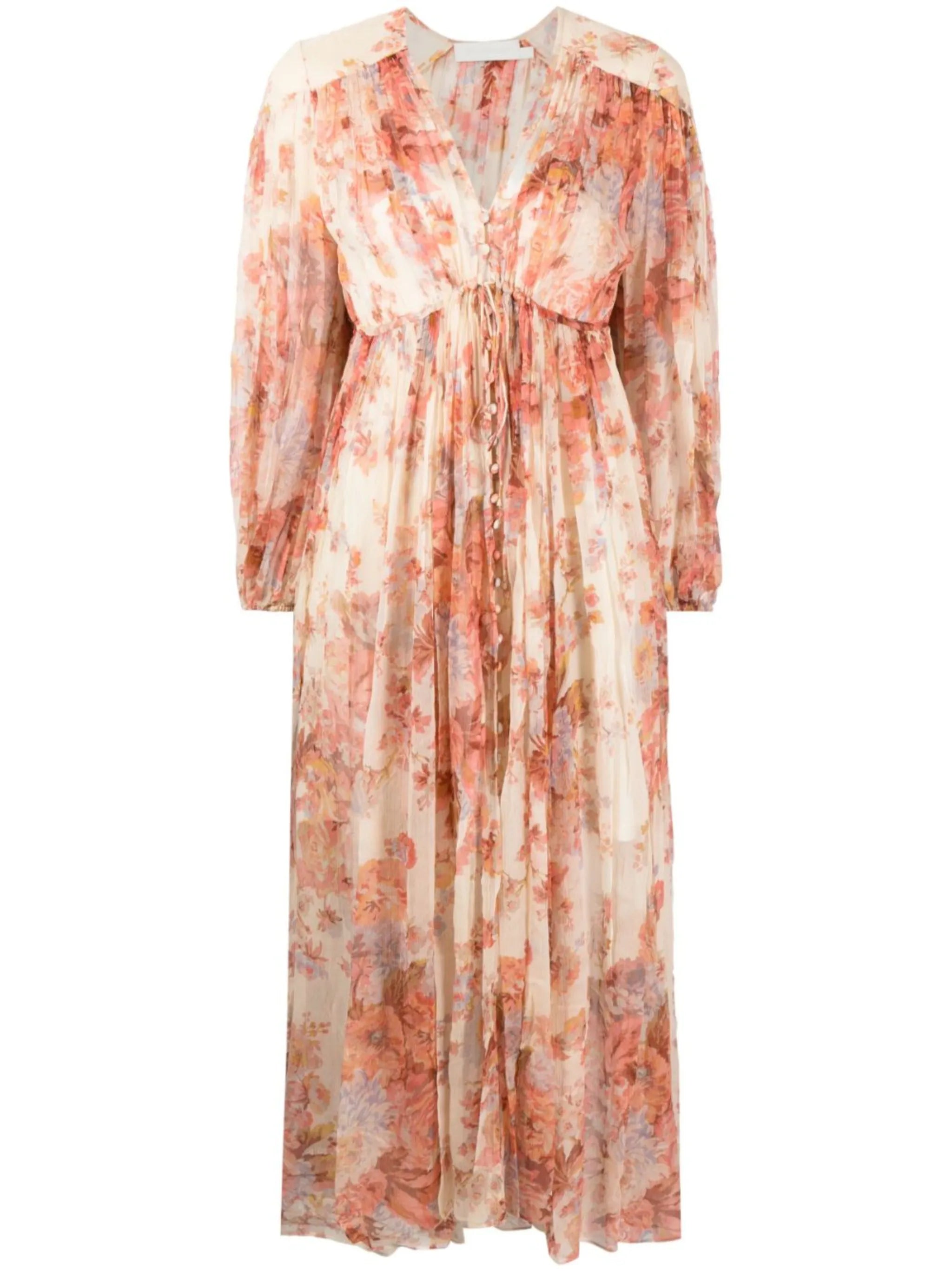 Devi floral-print silk dress