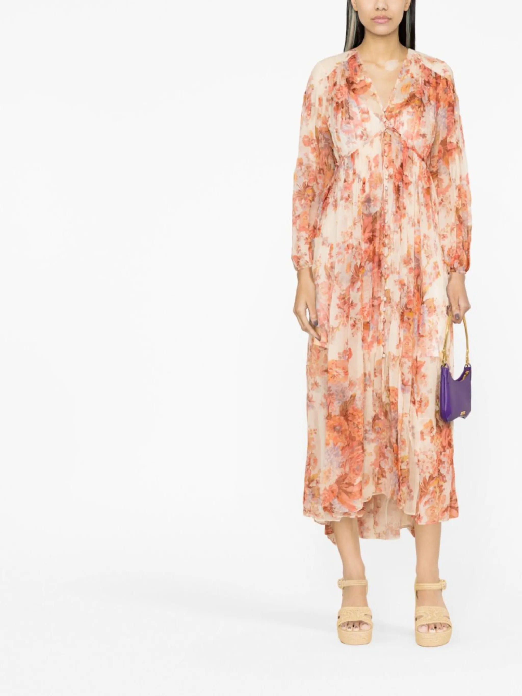 Devi floral-print silk dress