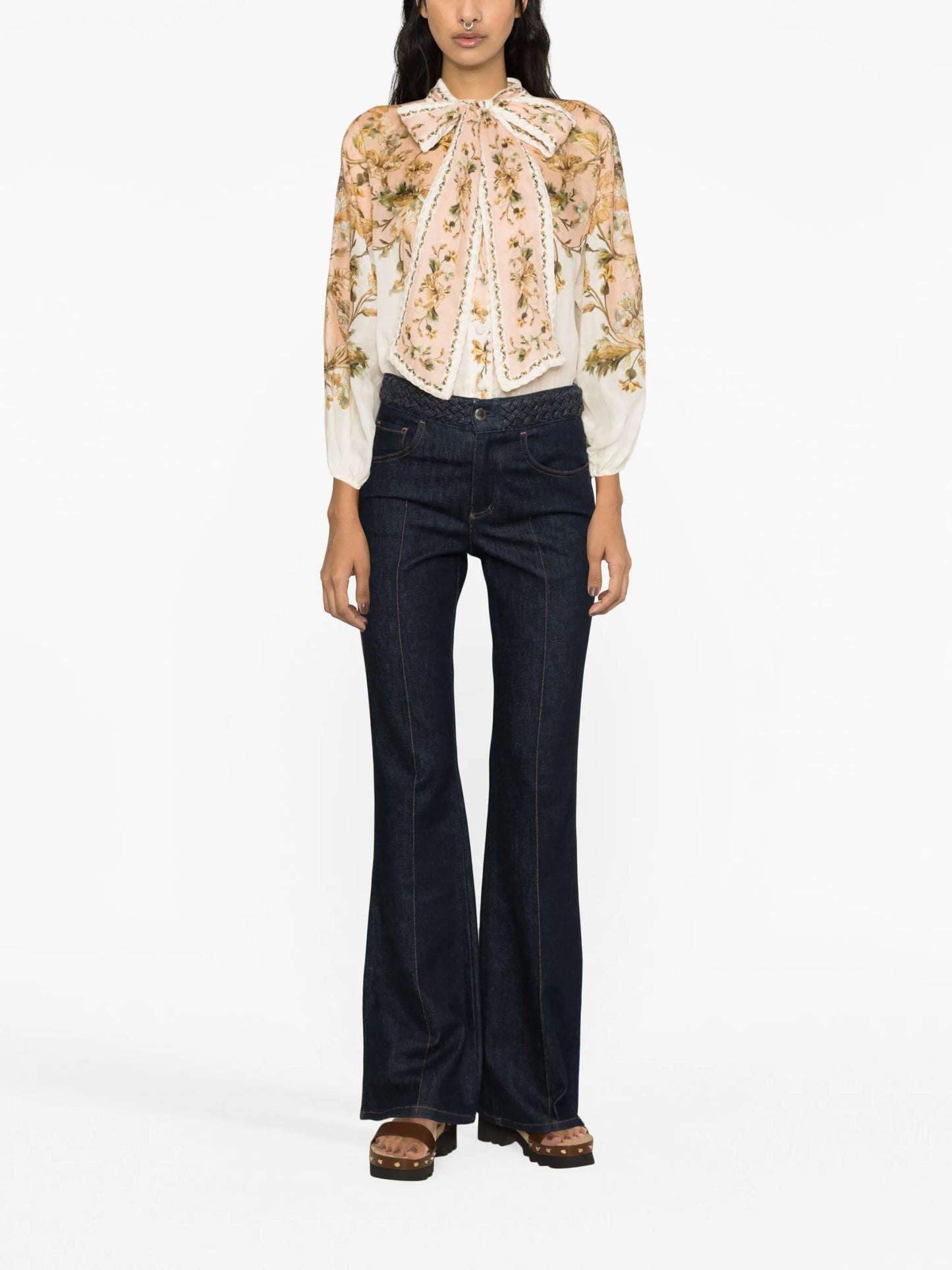 Chintz floral-print top