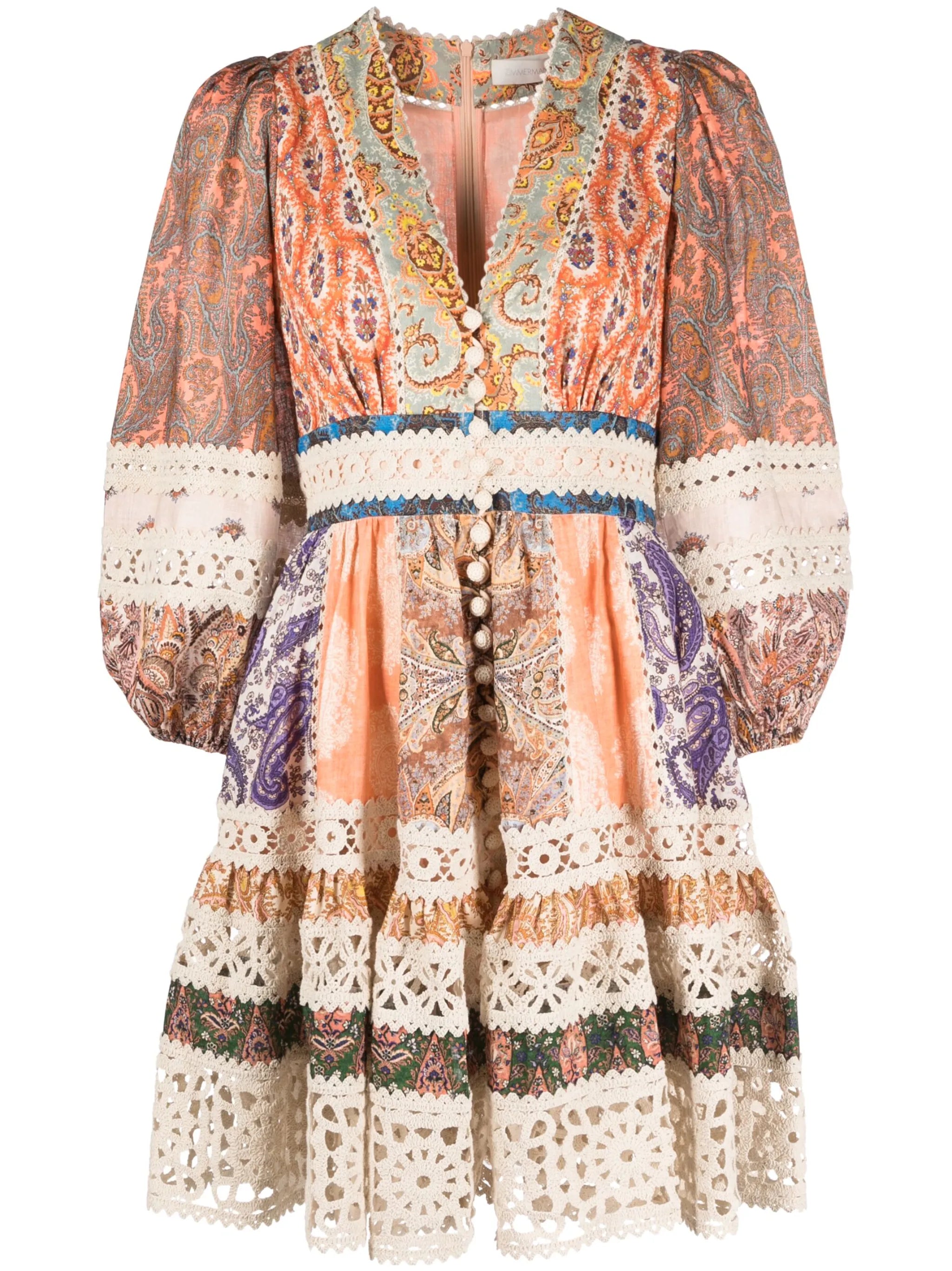 Devi paisley-print linen minidress