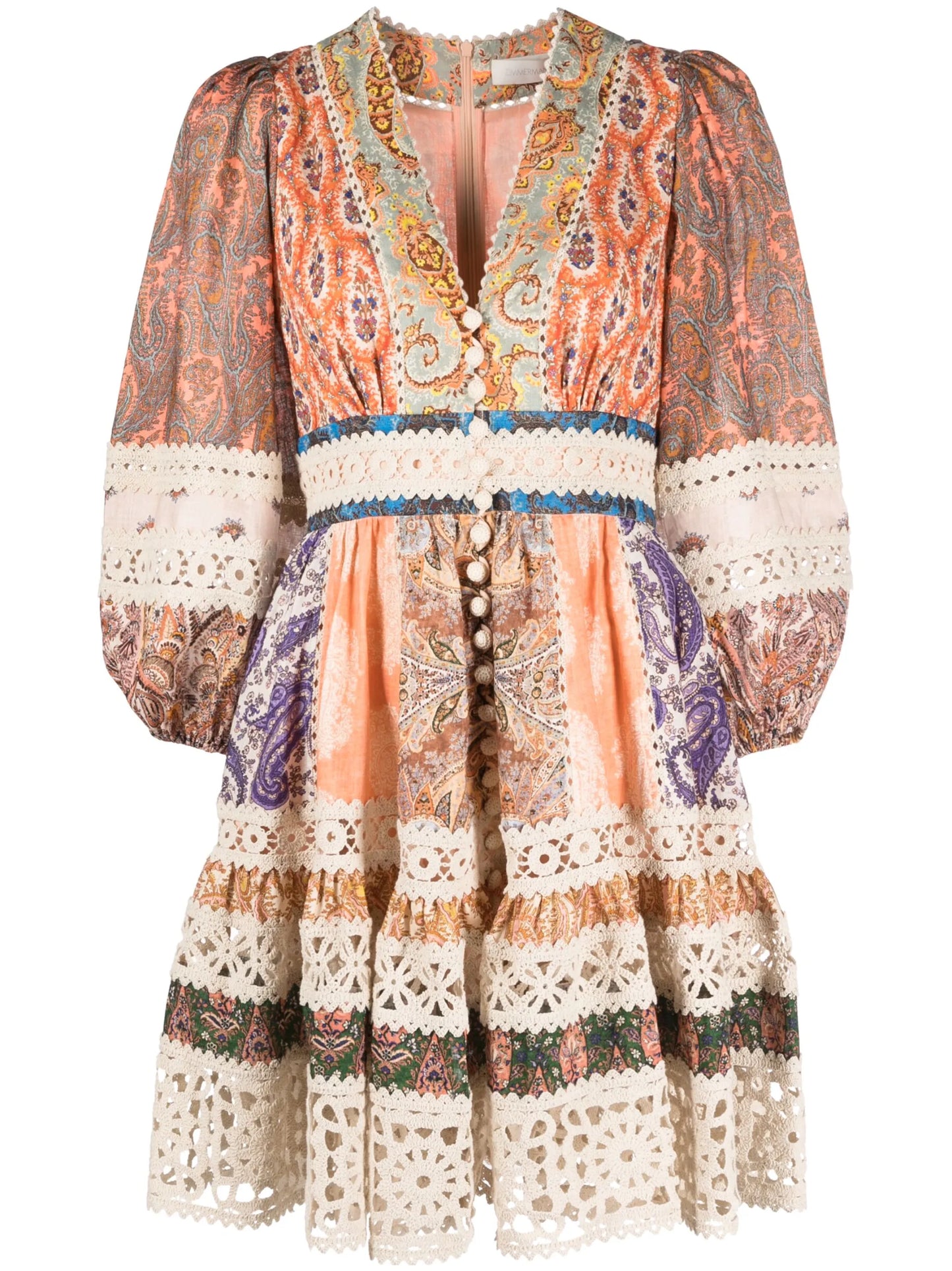 Devi paisley-print linen minidress