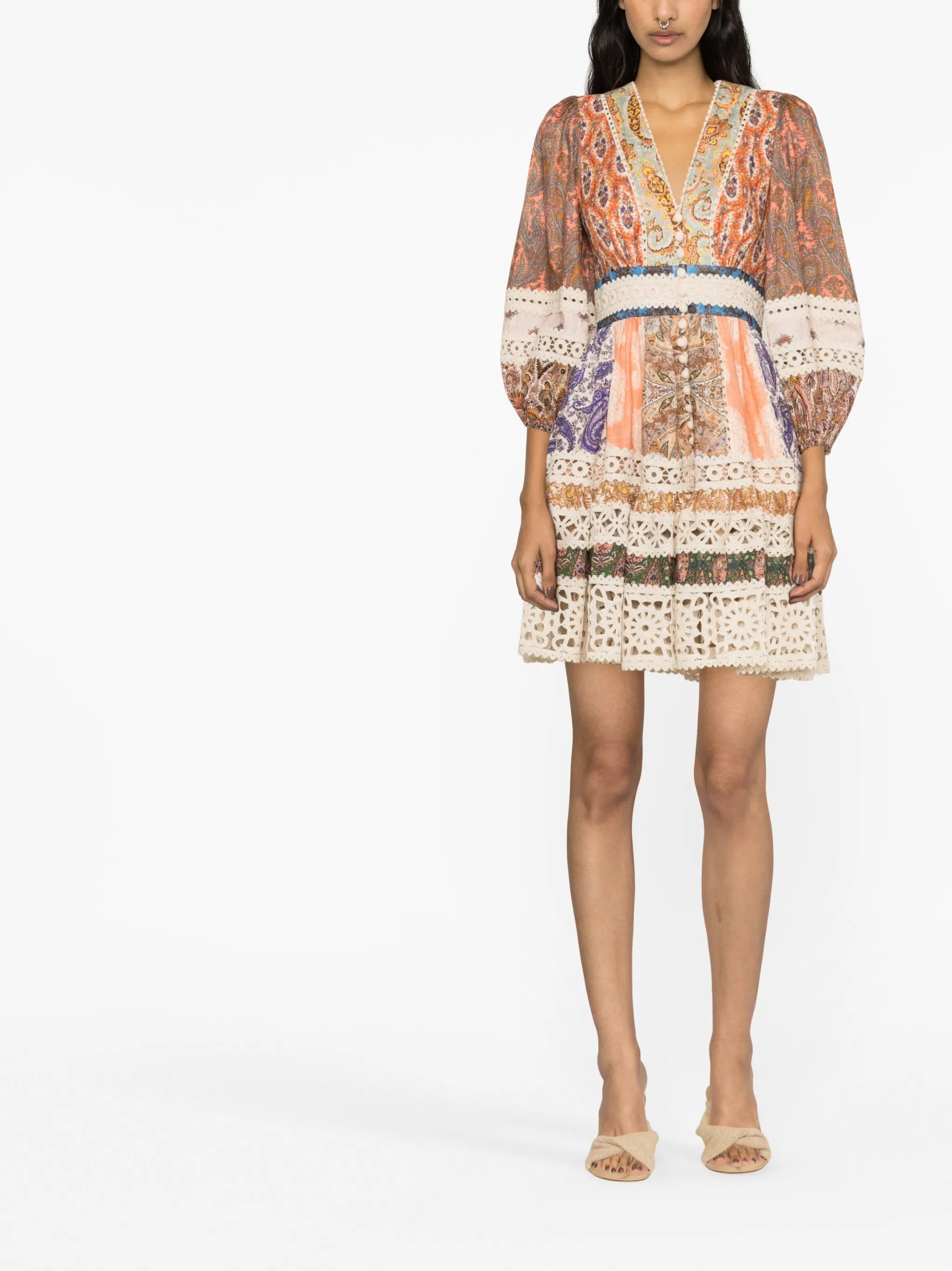 Devi paisley-print linen minidress