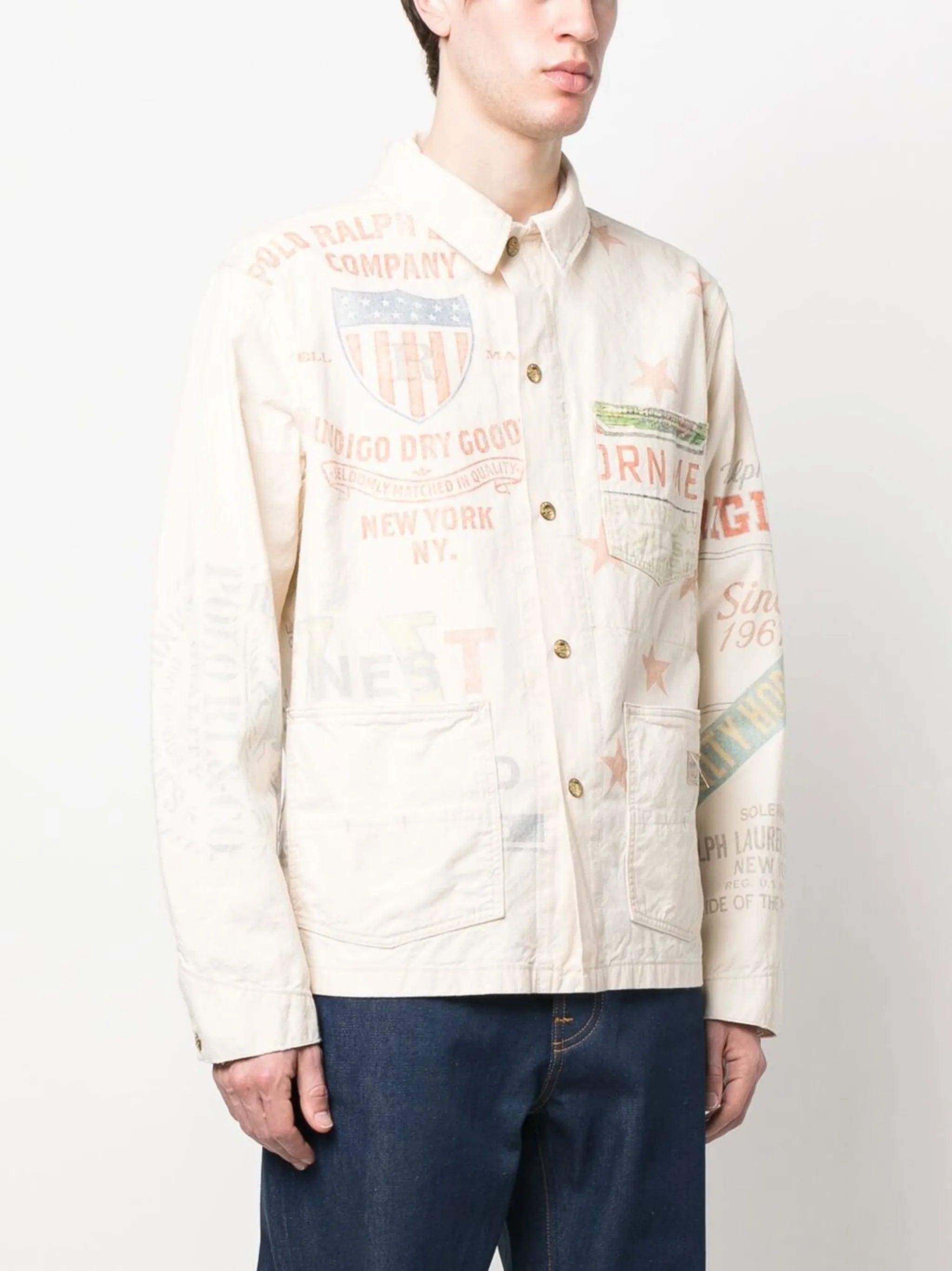 logo-print shirt jacket