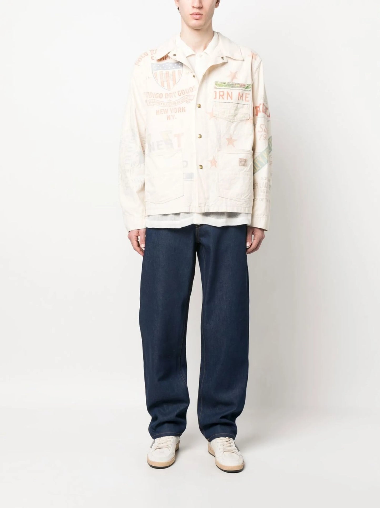 logo-print shirt jacket