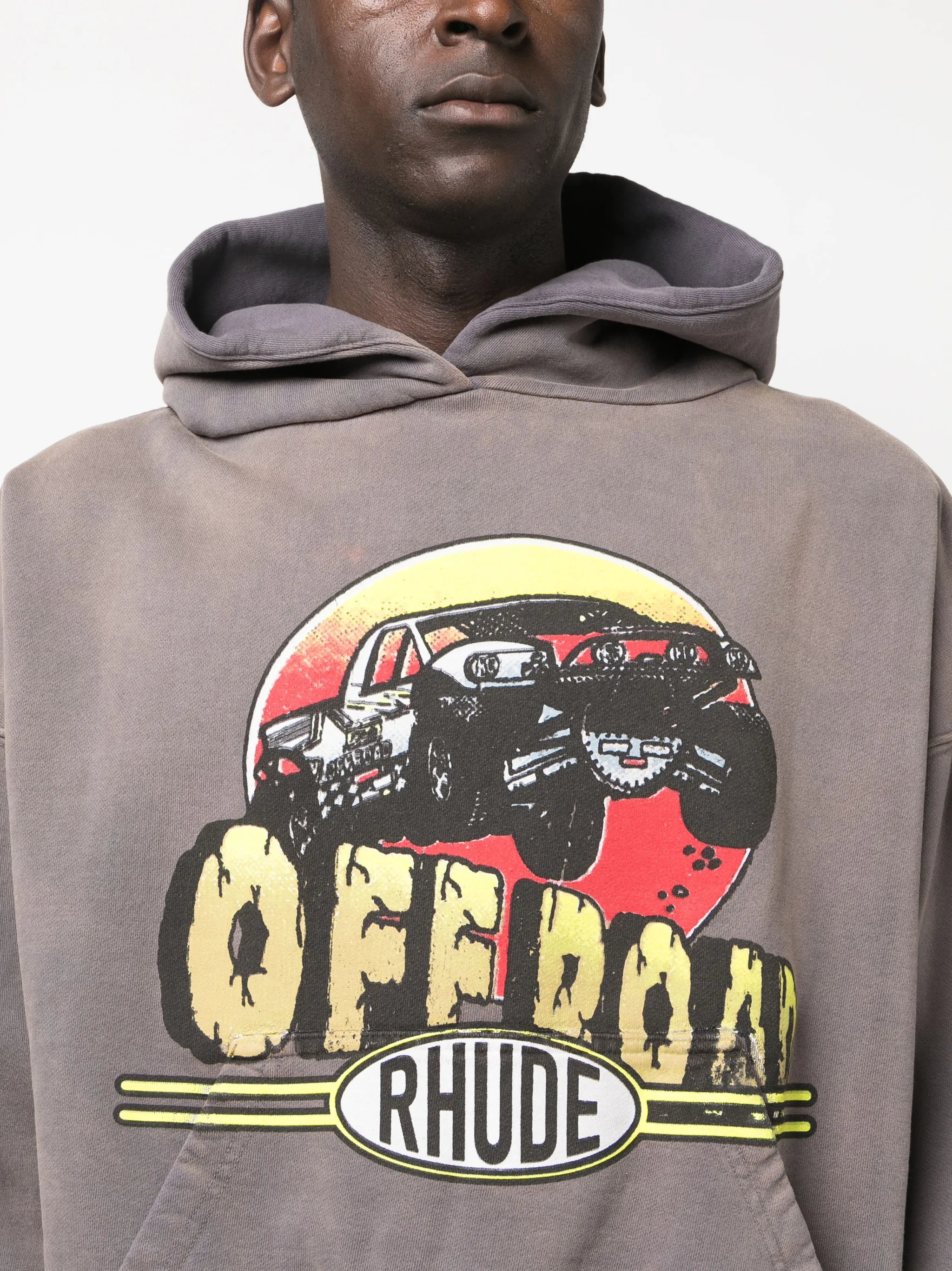 Off Road-print cotton hoodie