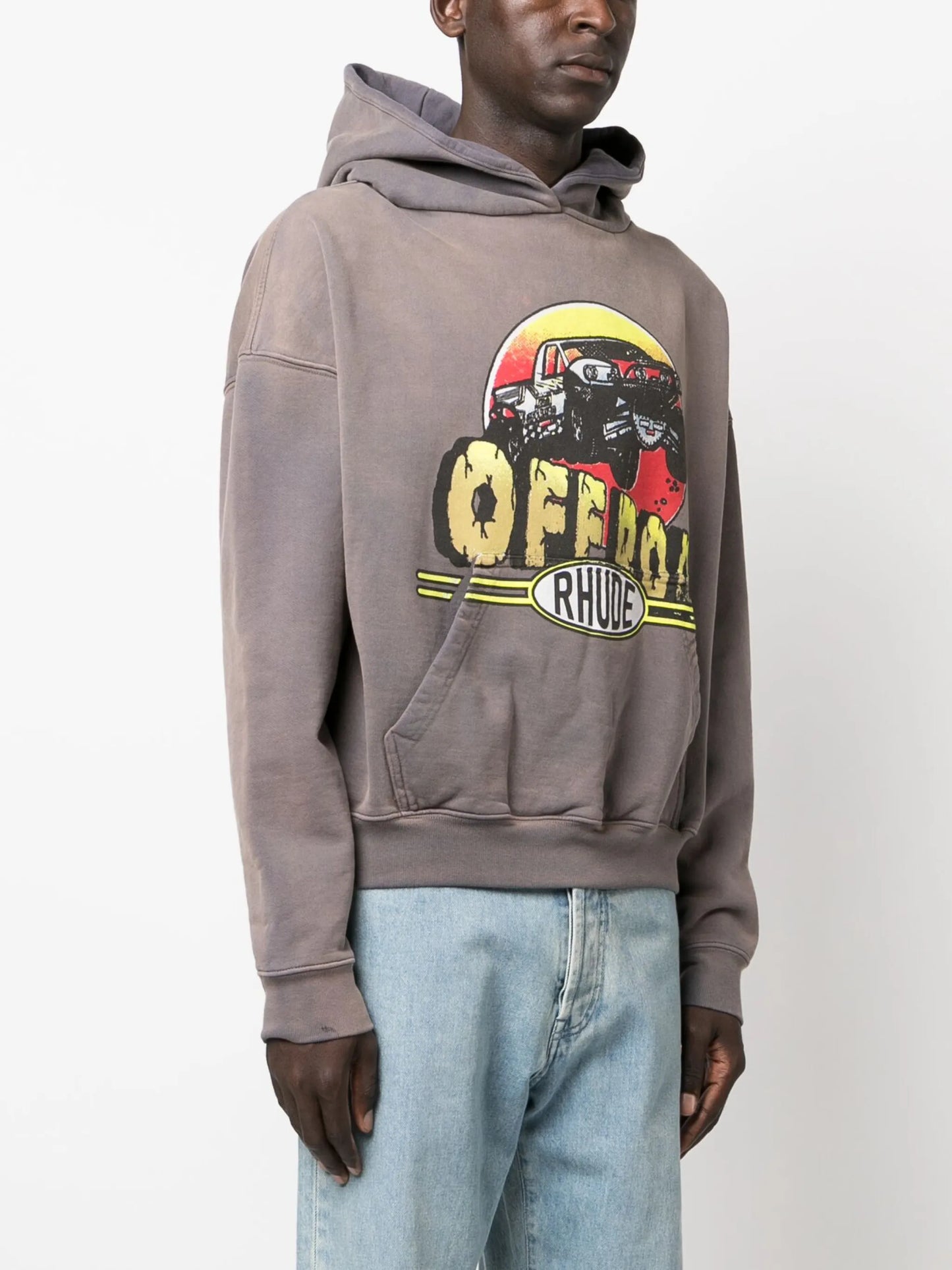 Off Road-print cotton hoodie