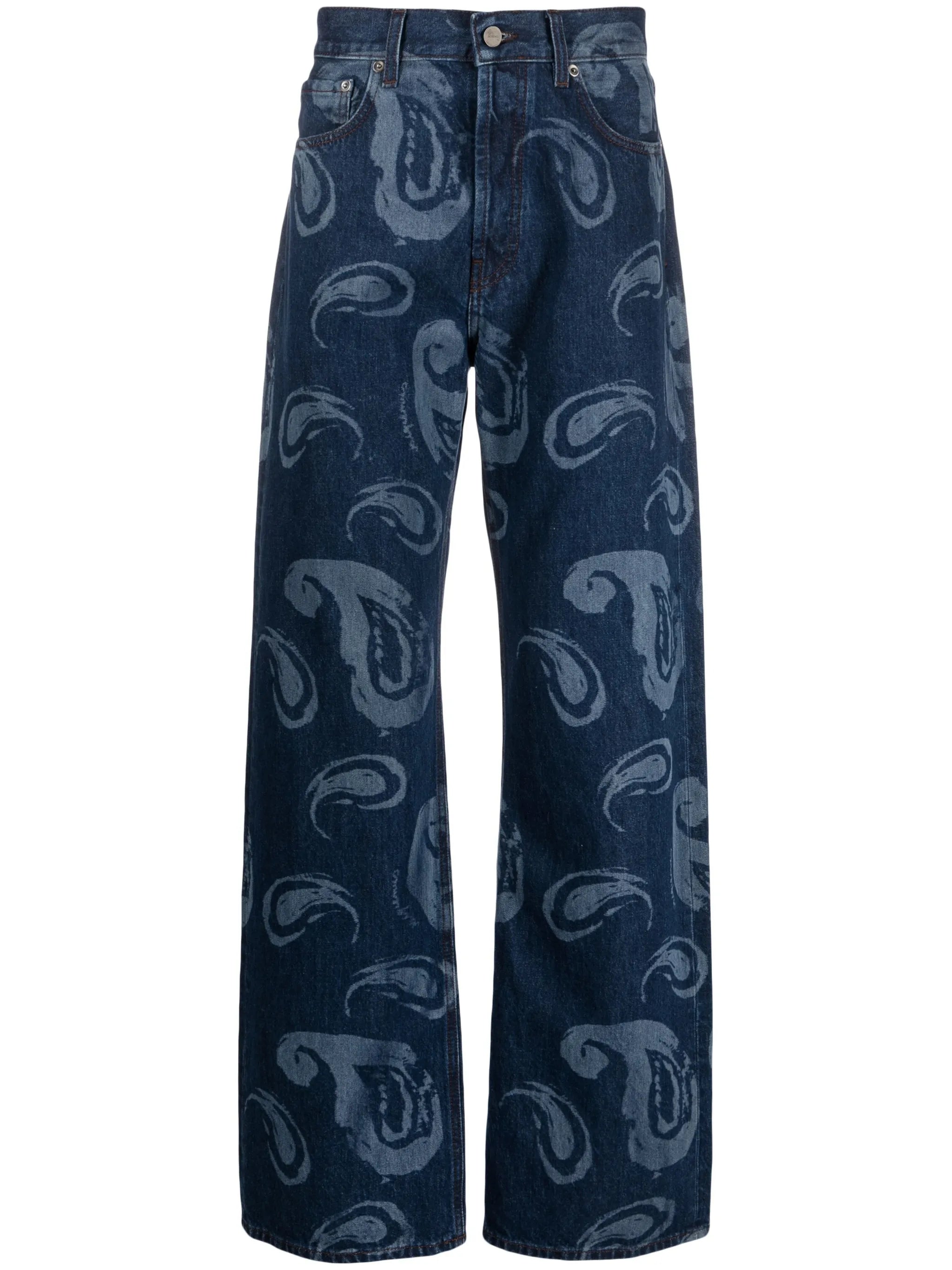 paisley-print wide-leg jeans