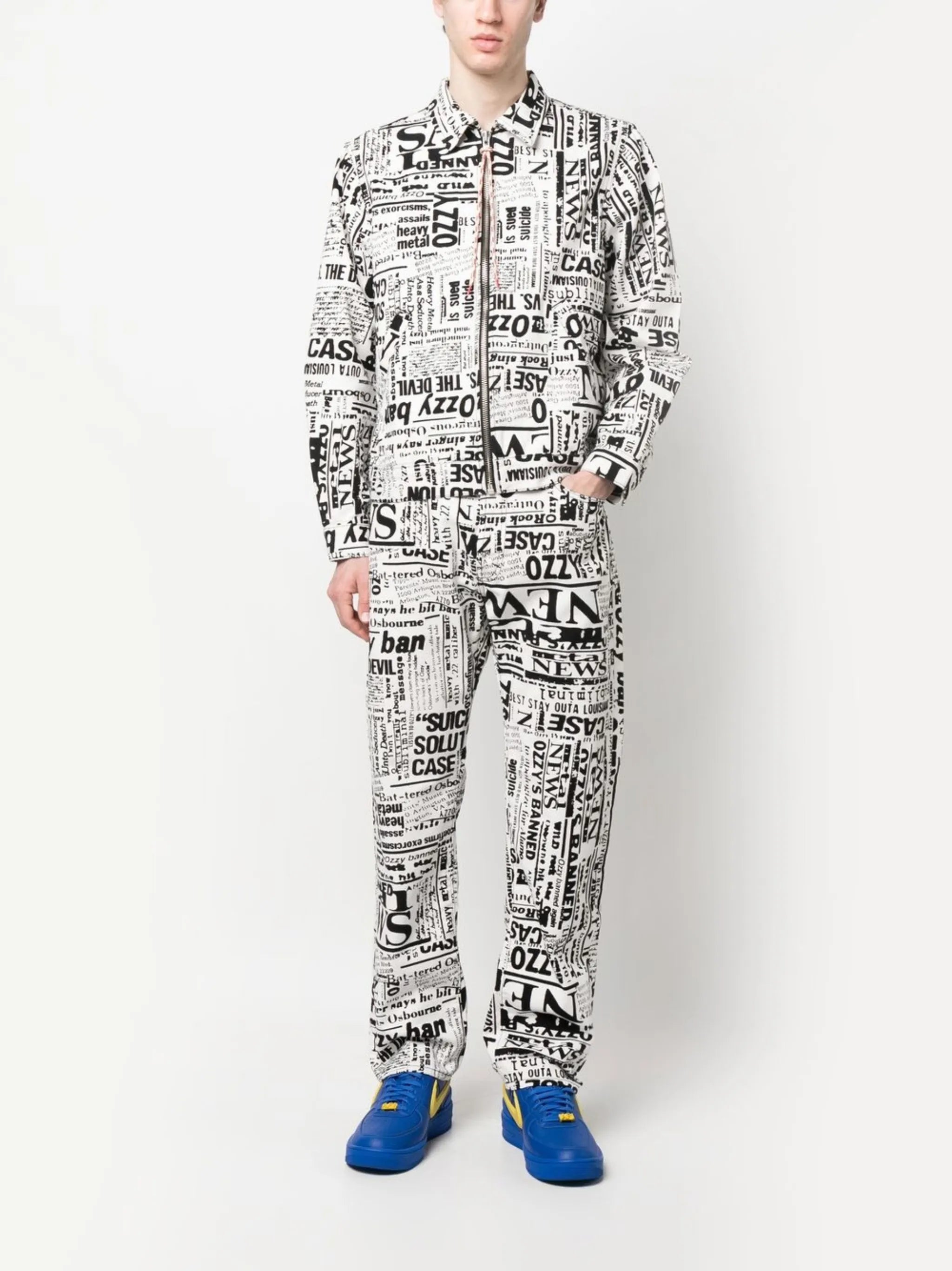 all-over print zipped jacket
