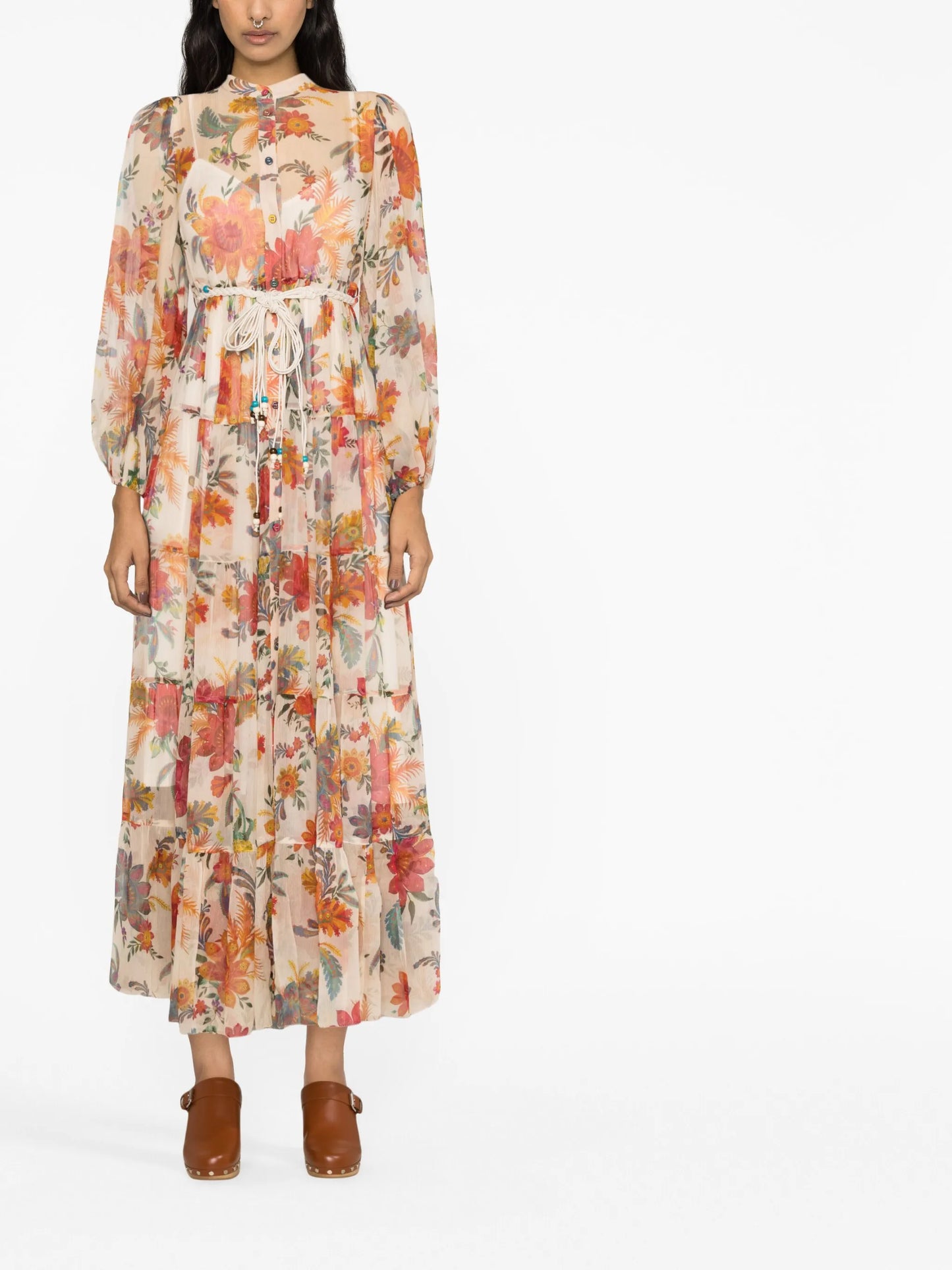 Ginger floral-print silk midi dress