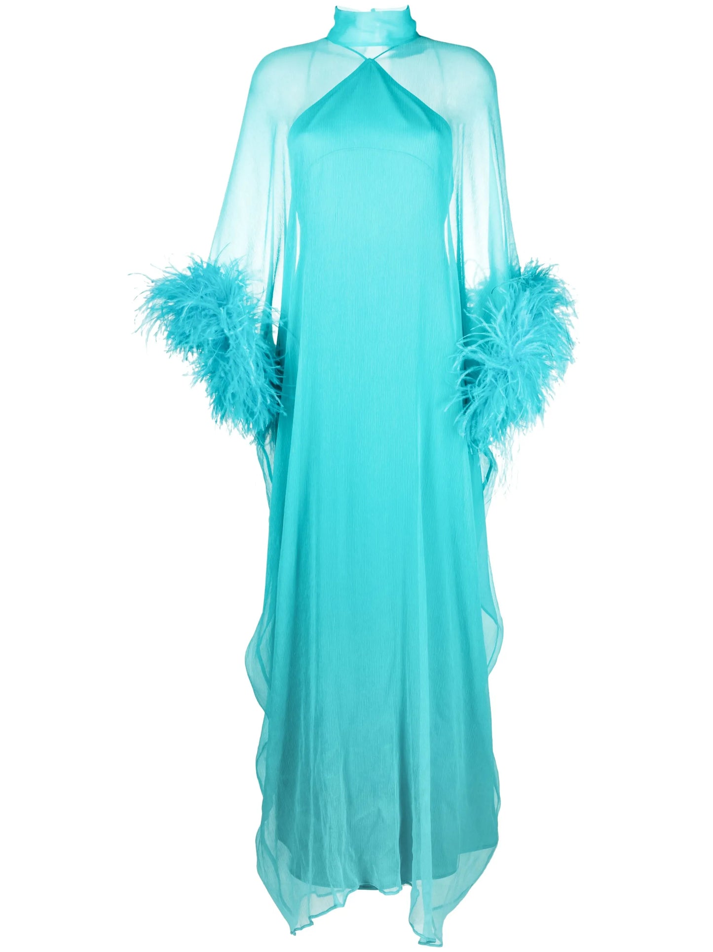 Penelope feather-trim maxi dress