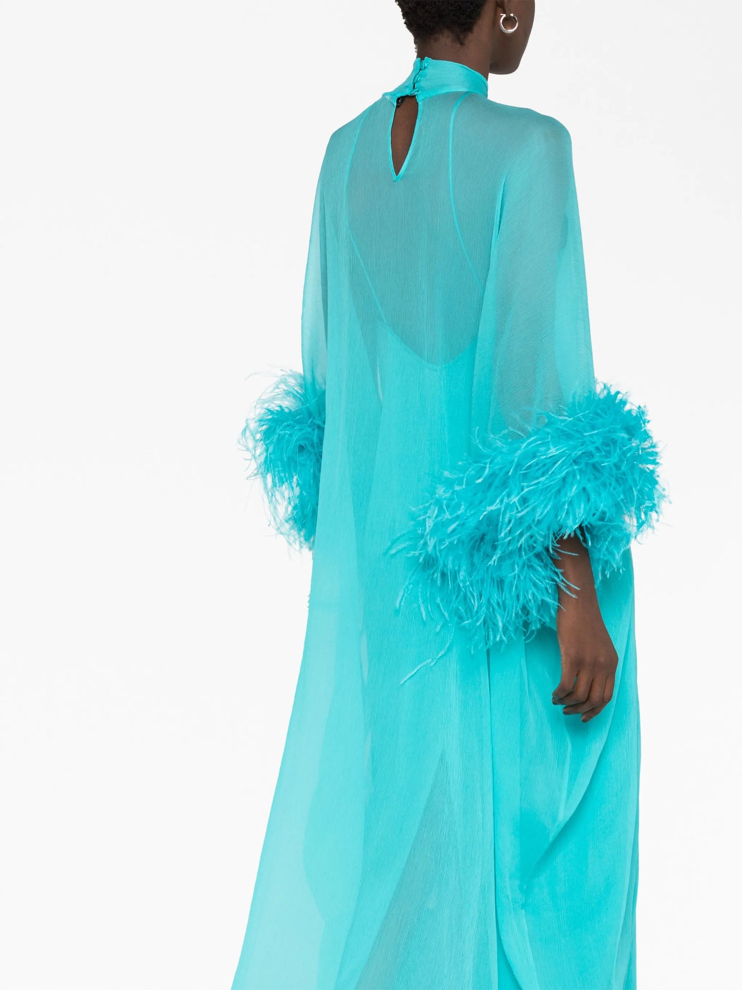 Penelope feather-trim maxi dress