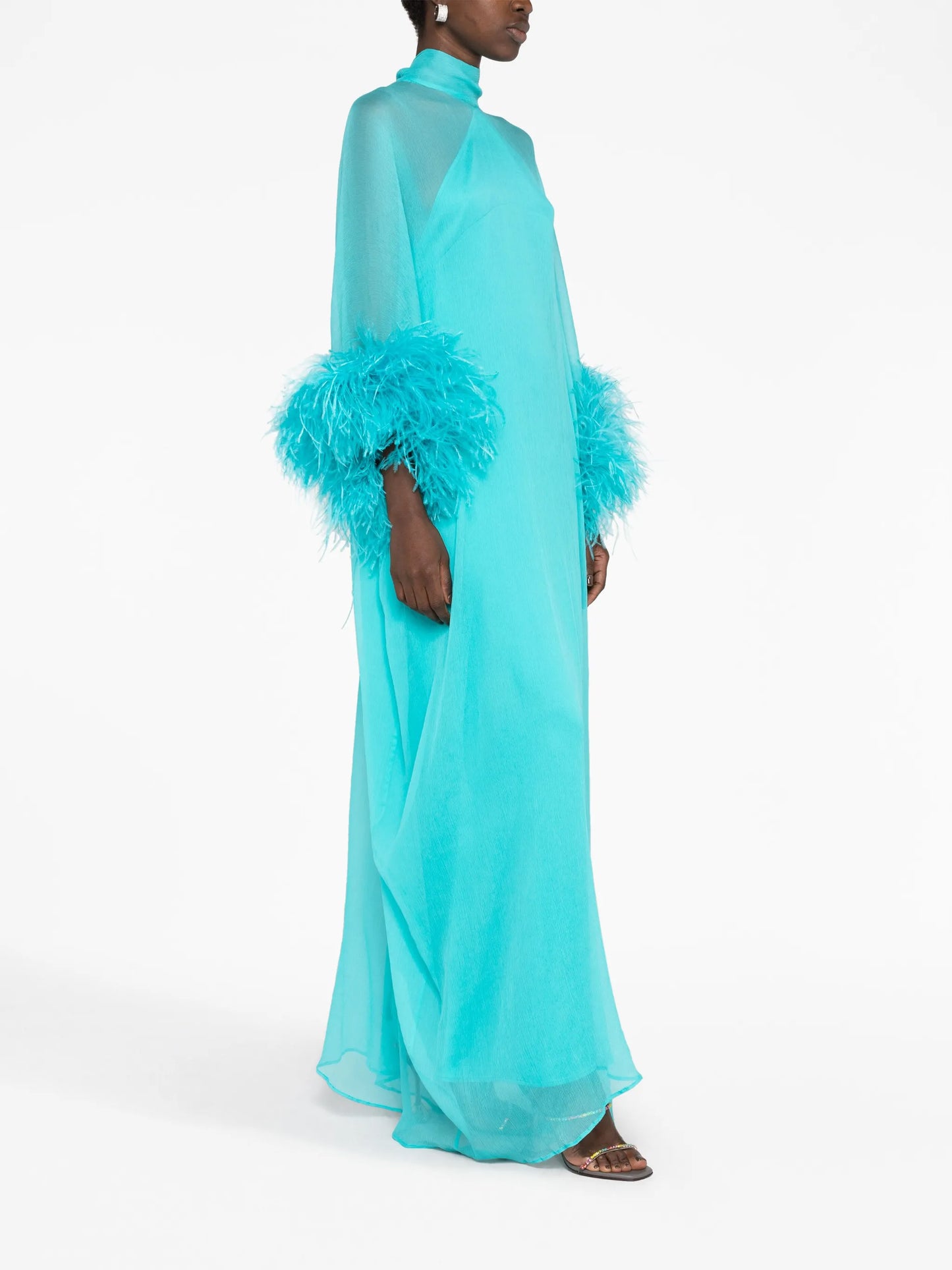 Penelope feather-trim maxi dress