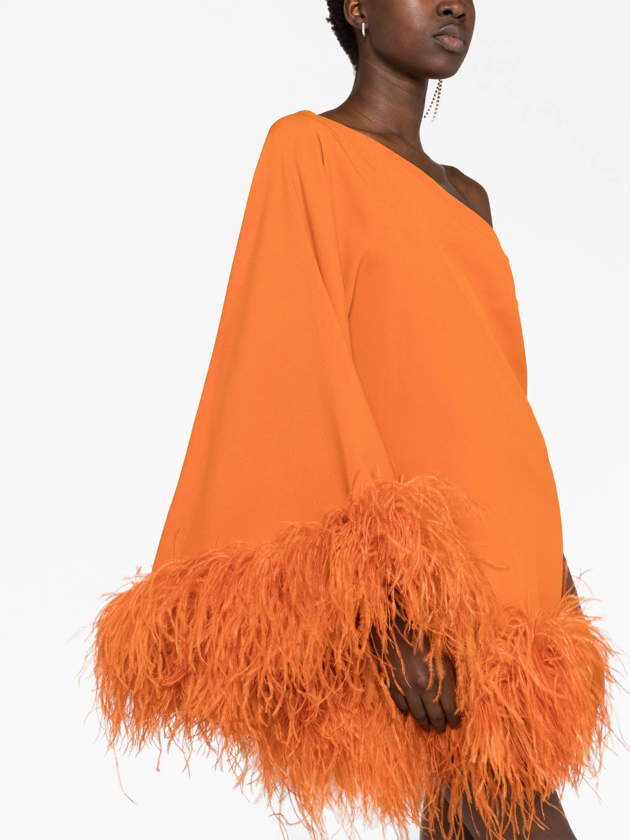 Piccolo Ubud feather-trim minidress