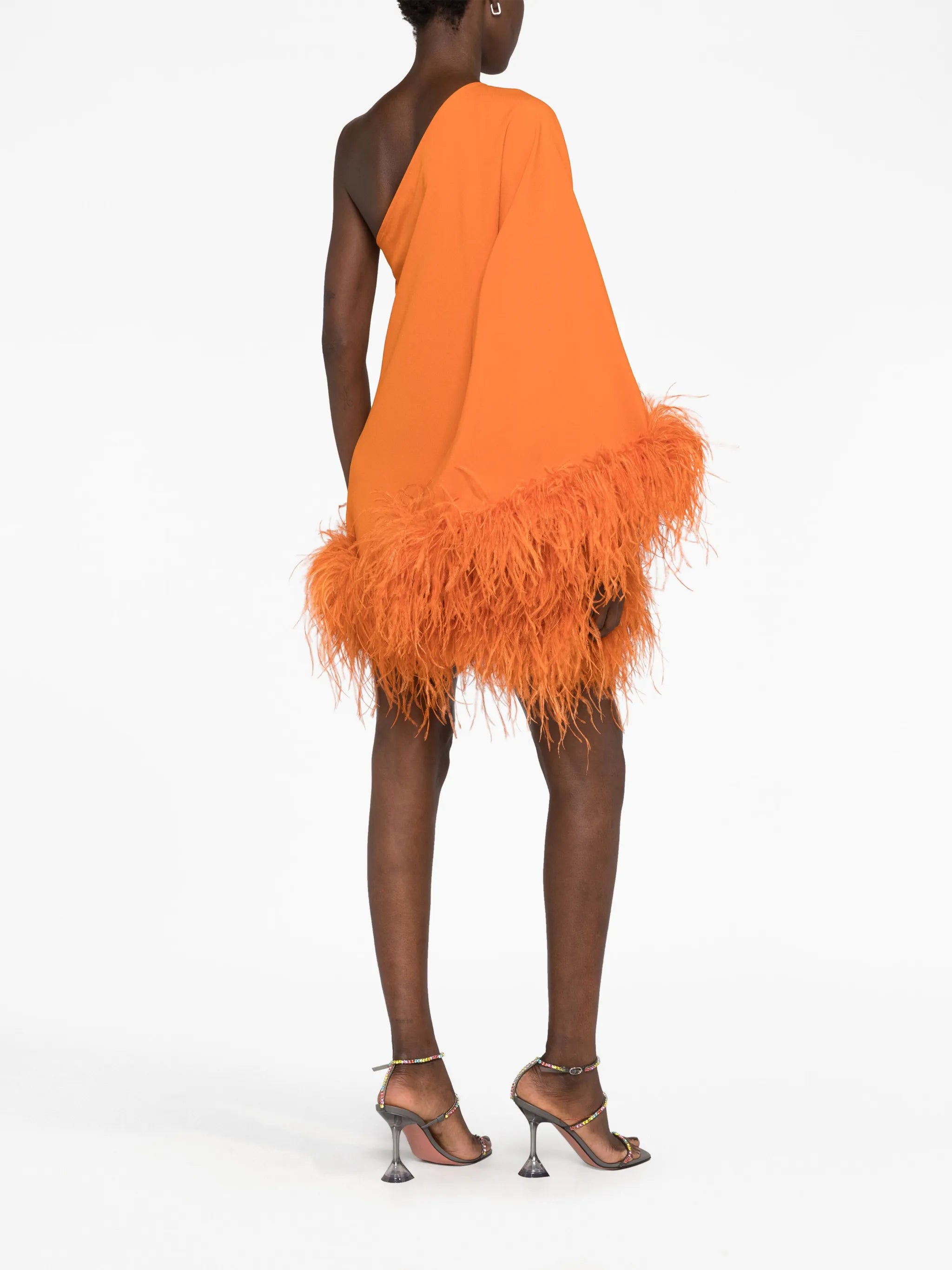 Piccolo Ubud feather-trim minidress