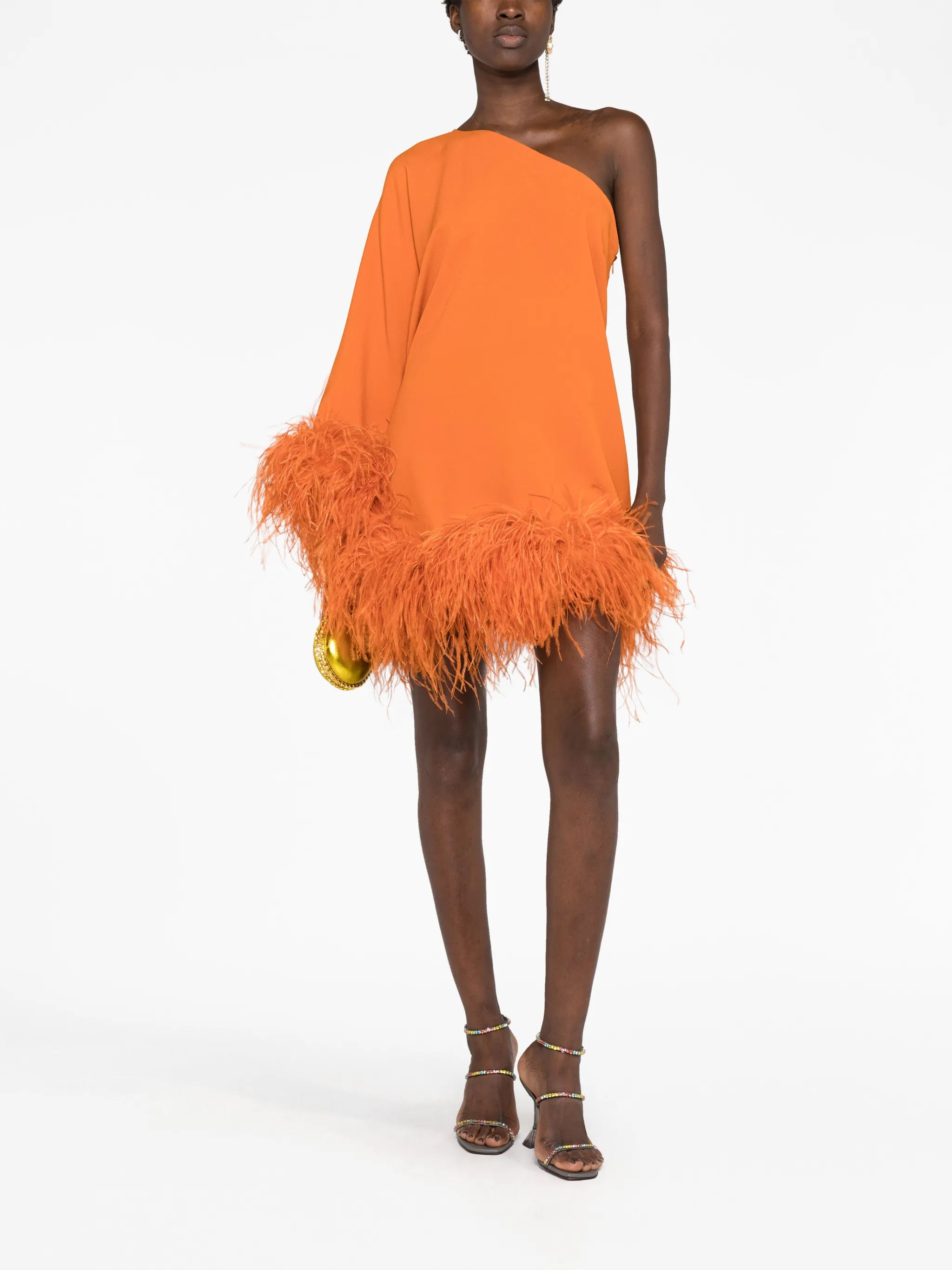 Piccolo Ubud feather-trim minidress
