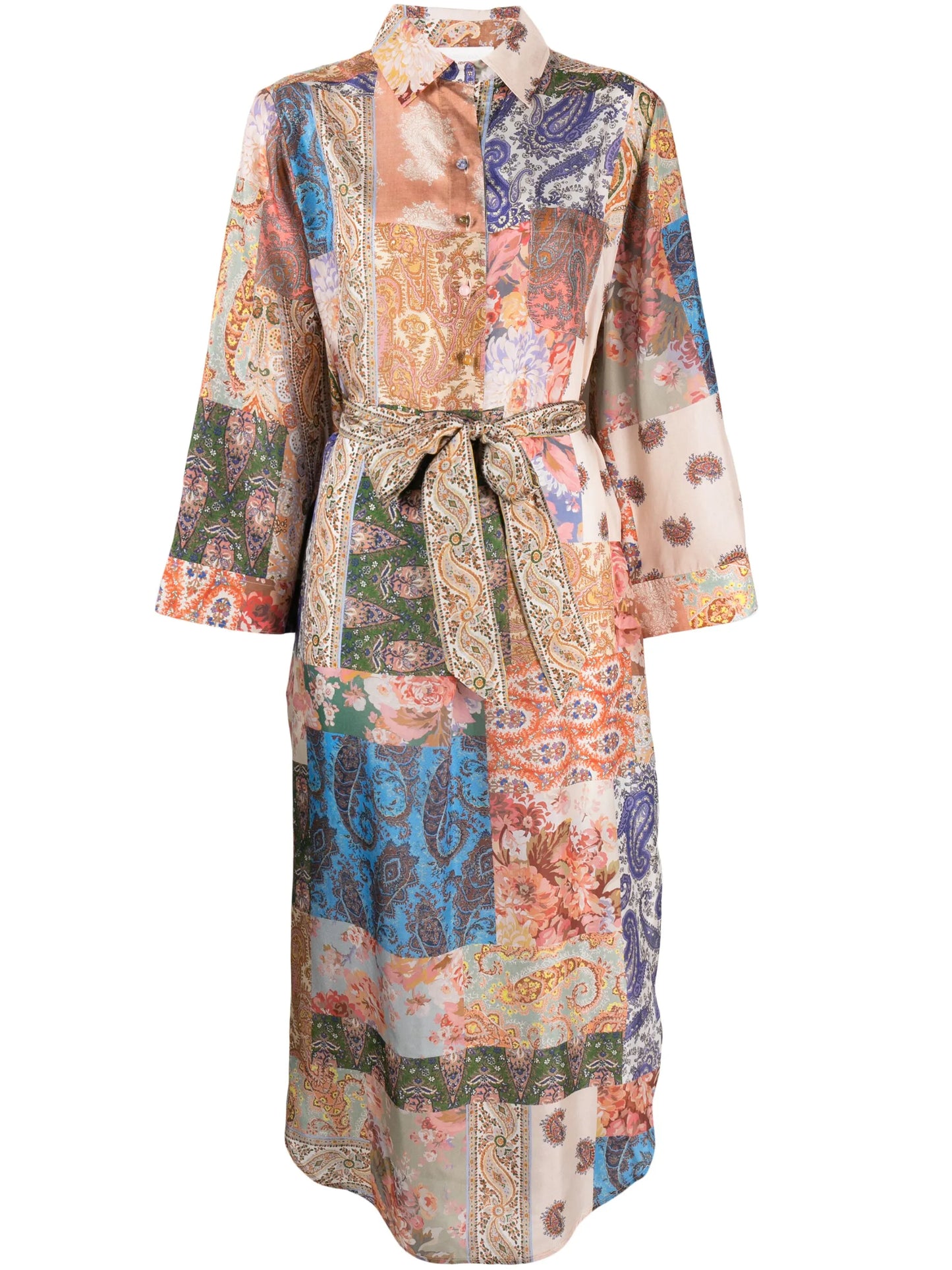 paisley-print silk shirtdress