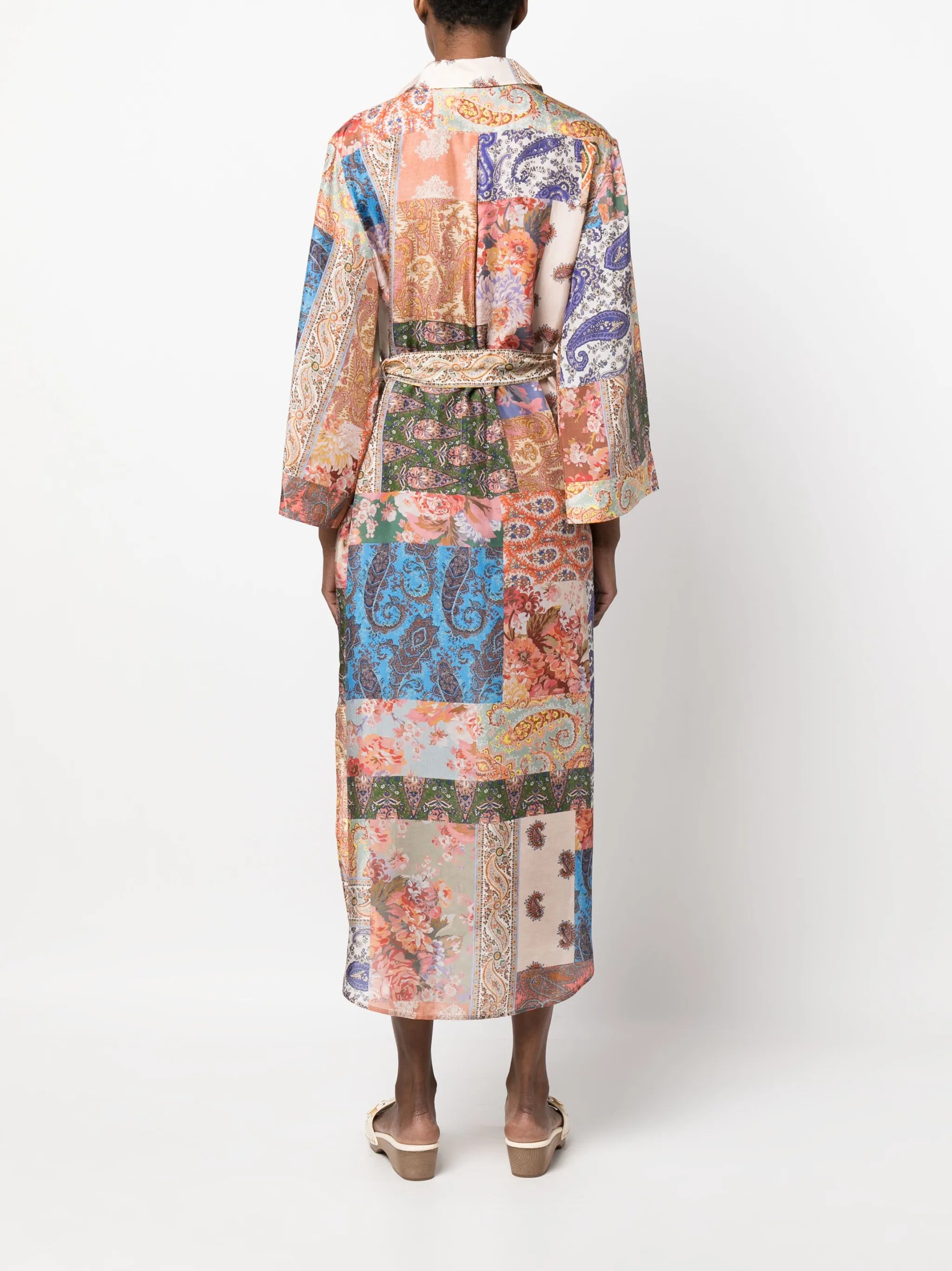 paisley-print silk shirtdress