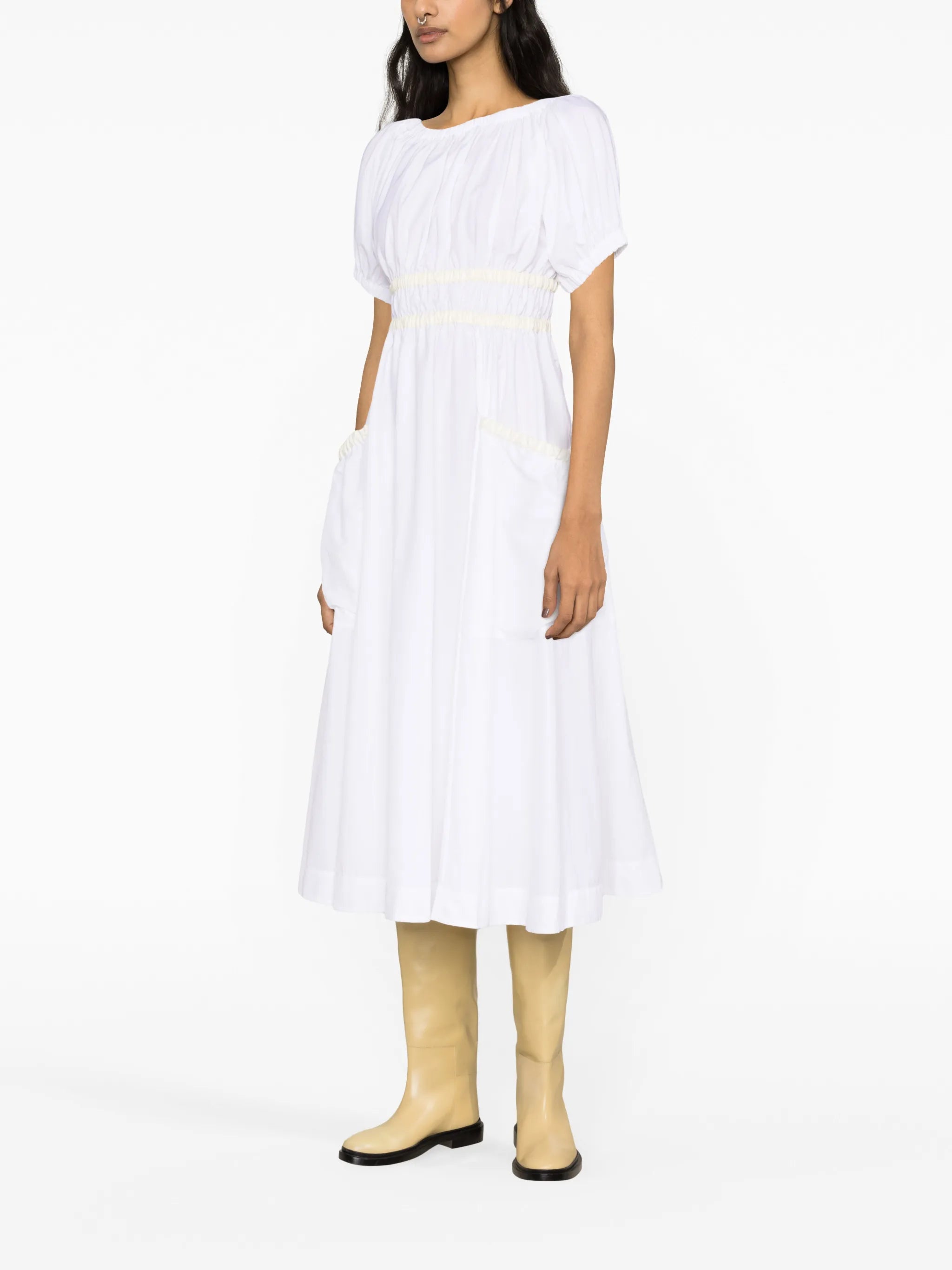 Mags shirred taffeta midi dress