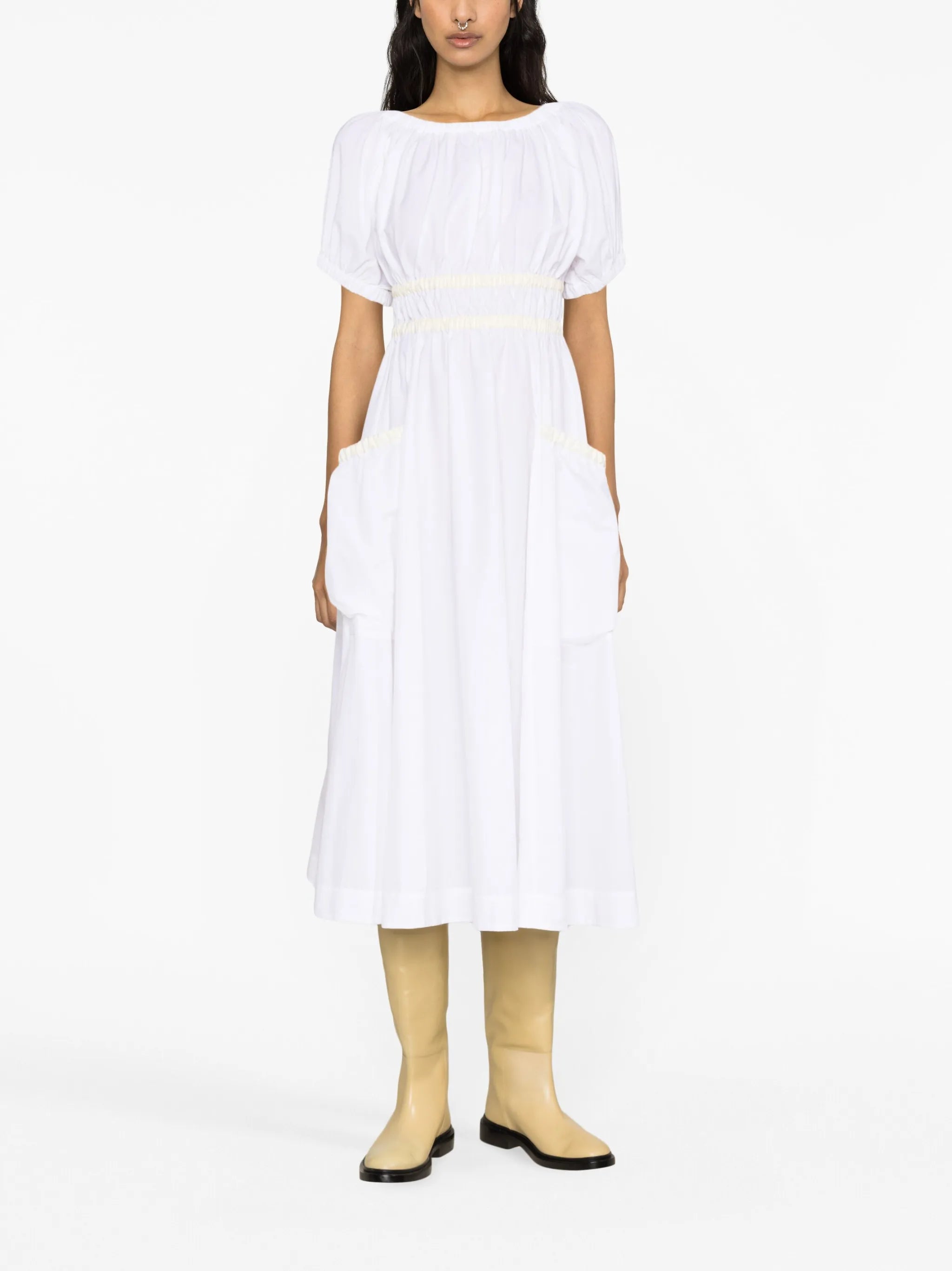 Mags shirred taffeta midi dress